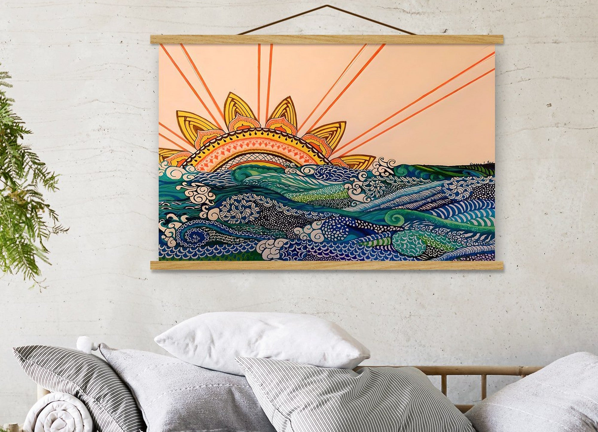 Quadro Decorativo Emoldurado MRG24 Multicolor 50x70cm - Moldura Madeira 100% e Tela Mista Poliéster/Algodão