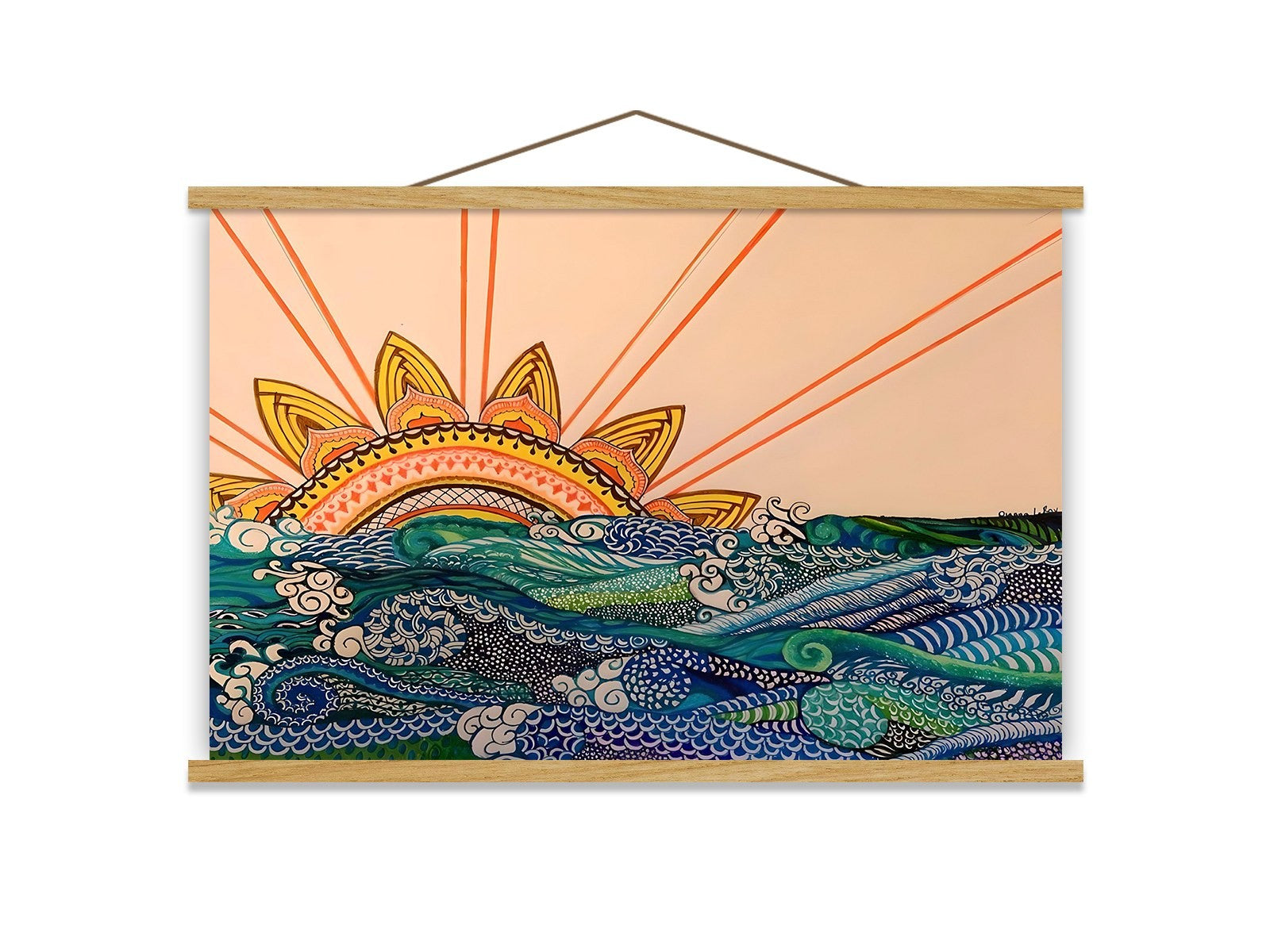 Quadro Decorativo Emoldurado MRG24 Multicolor 50x70cm - Moldura Madeira 100% e Tela Mista Poliéster/Algodão