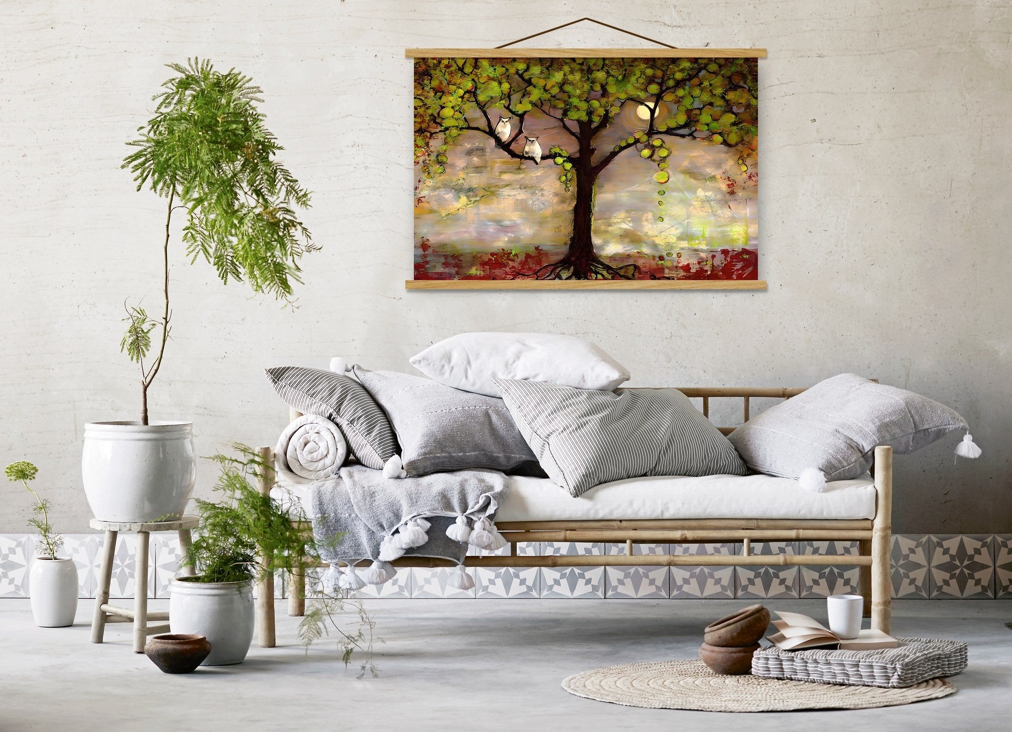 Quadro Decorativo Emoldurado MRG25 Multicolor 50x70cm - Moldura Madeira 100% e Tecido Misto Poliéster/Algodão