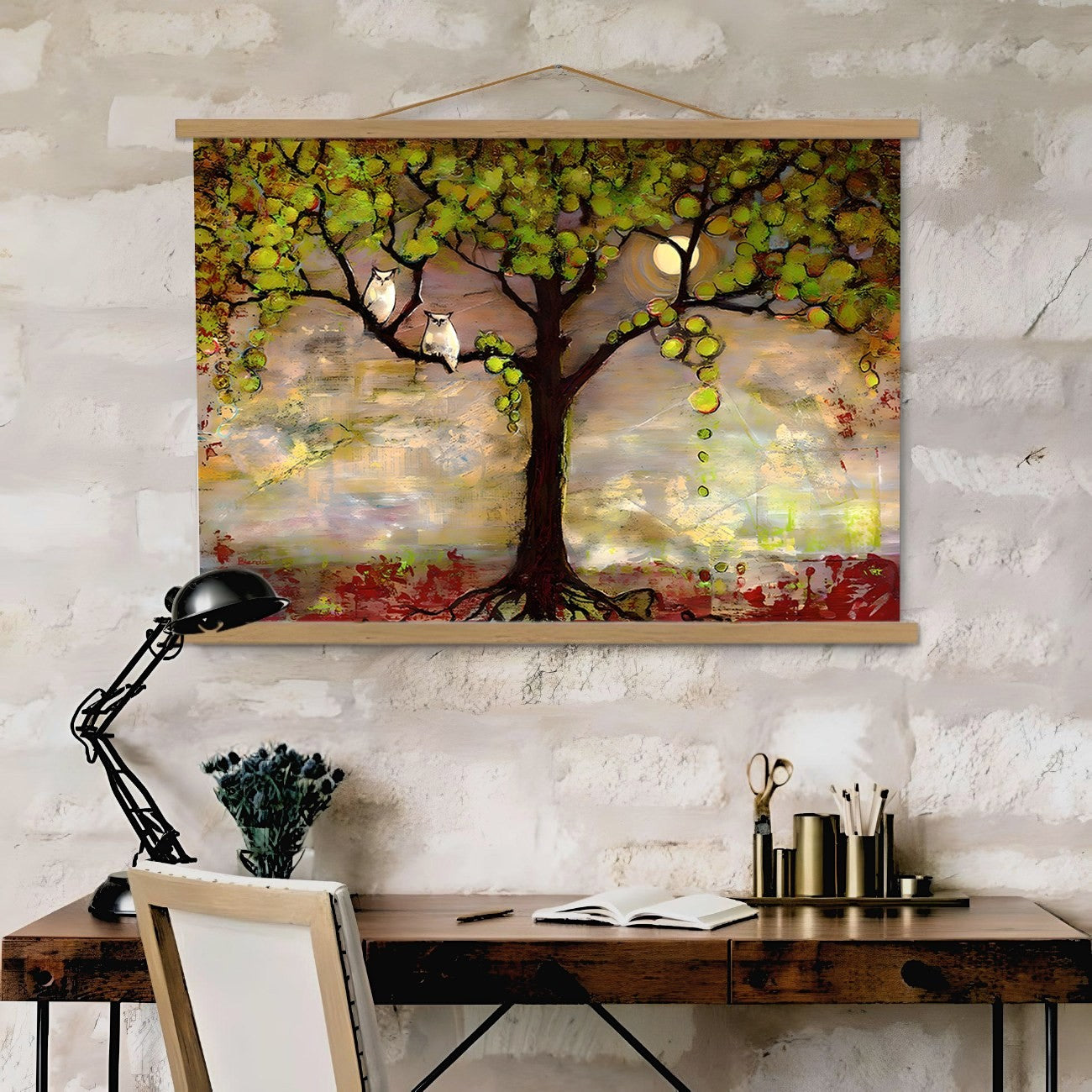 Quadro Decorativo Emoldurado MRG25 Multicolor 50x70cm - Moldura Madeira 100% e Tecido Misto Poliéster/Algodão