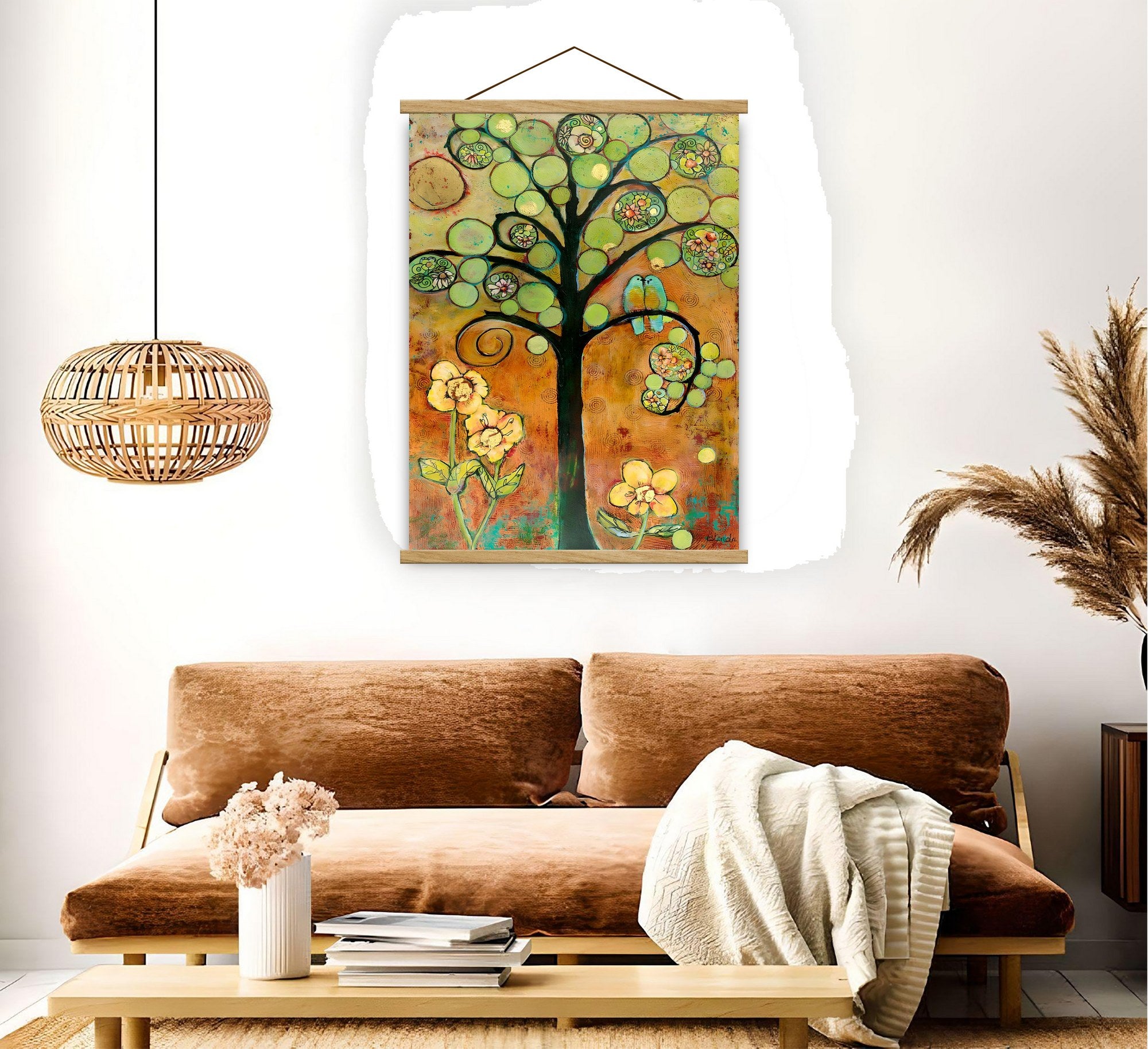 Quadro Decorativo Emoldurado MRG26 Multicolor 50x70cm - Moldura Madeira 100% e Tecido Misto Poliéster/Algodão