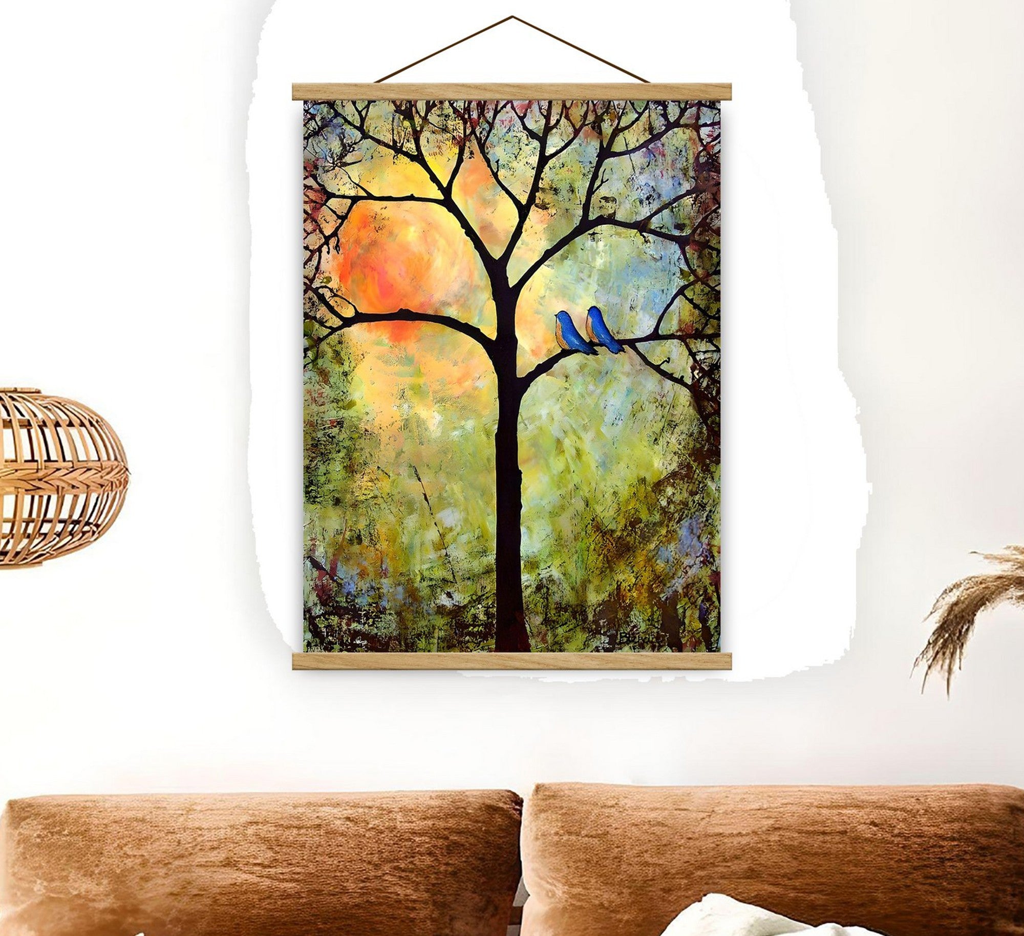 Quadro Decorativo Emoldurado MRG27 Multicolor 50x70cm - Moldura Madeira 100% e Tela Mista Poliéster/Algodão