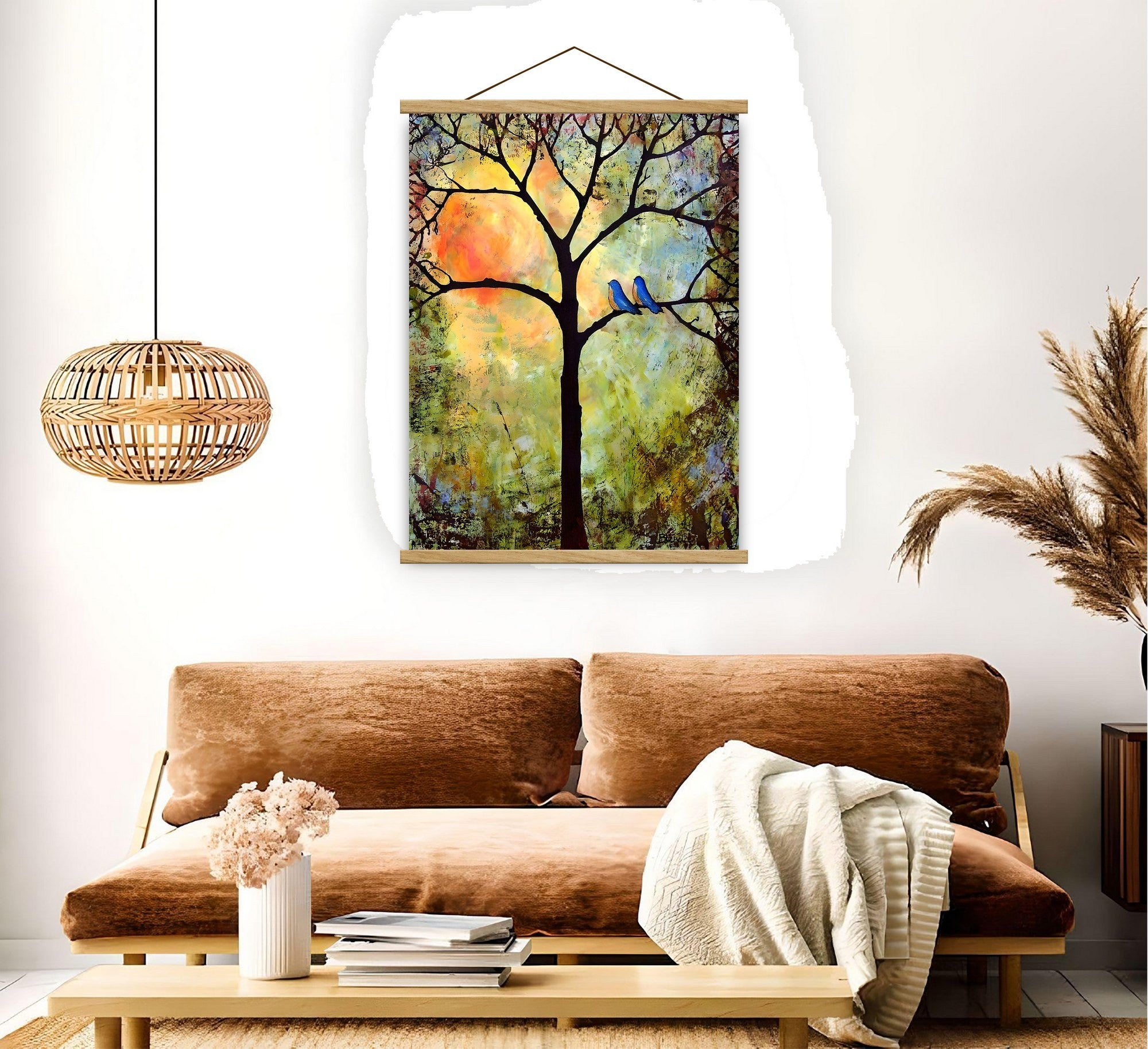 Quadro Decorativo Emoldurado MRG27 Multicolor 50x70cm - Moldura Madeira 100% e Tela Mista Poliéster/Algodão