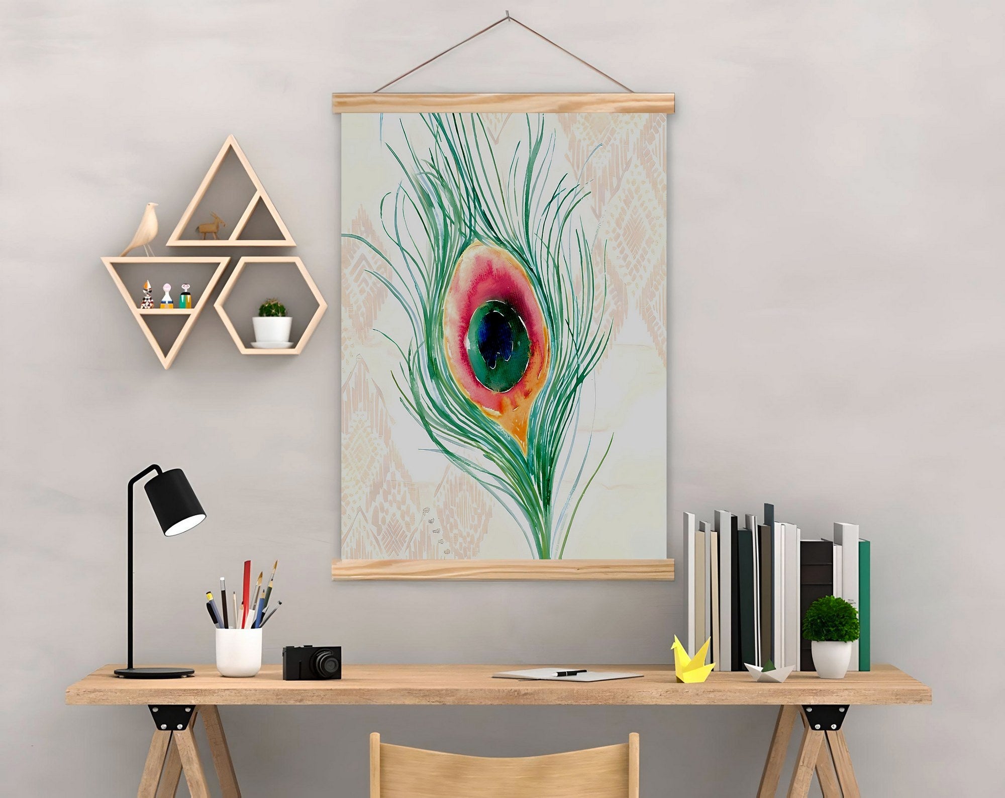 Quadro Decorativo com Moldura em Madeira Multicolor 50x70 cm – Tela Poliéster/Algodão (MRG28)