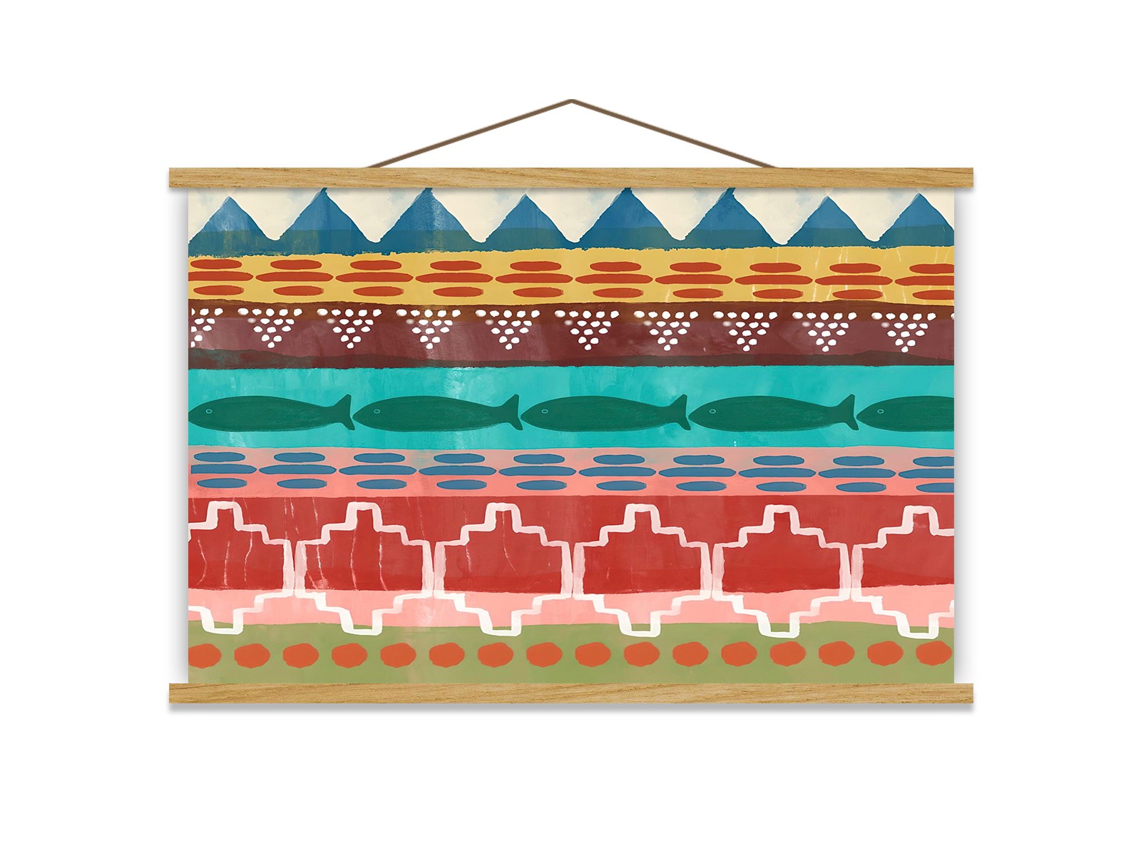 Quadro Decorativo Emoldurado MRG32 Multicolor 50x70cm - Moldura Madeira 100% e Tecido Misto Poliéster/Algodão