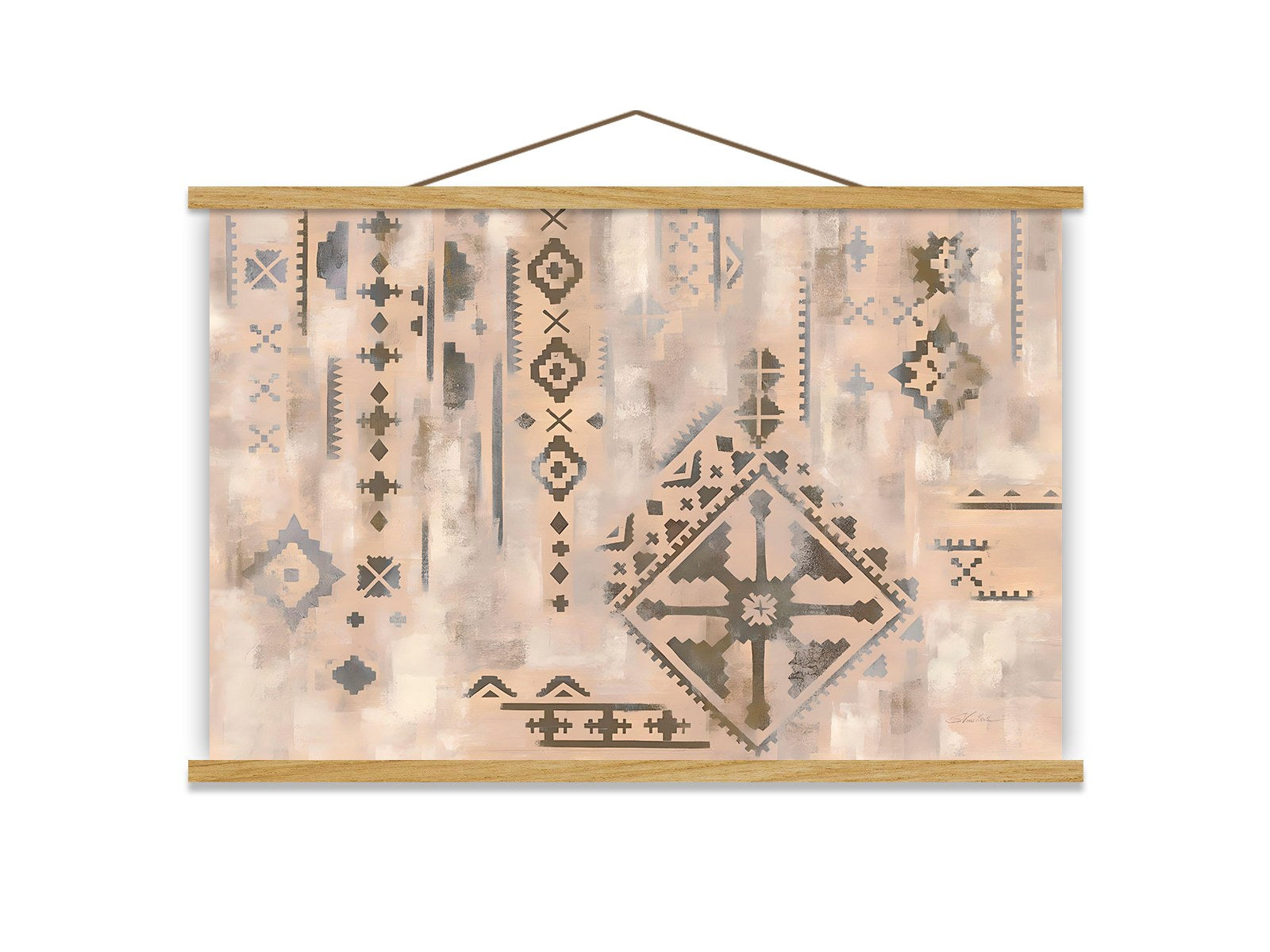 Quadro Decorativo Emoldurado MRG33 Multicolor 50x70cm - Moldura Madeira 100% e Tecido Misto Poliéster/Algodão