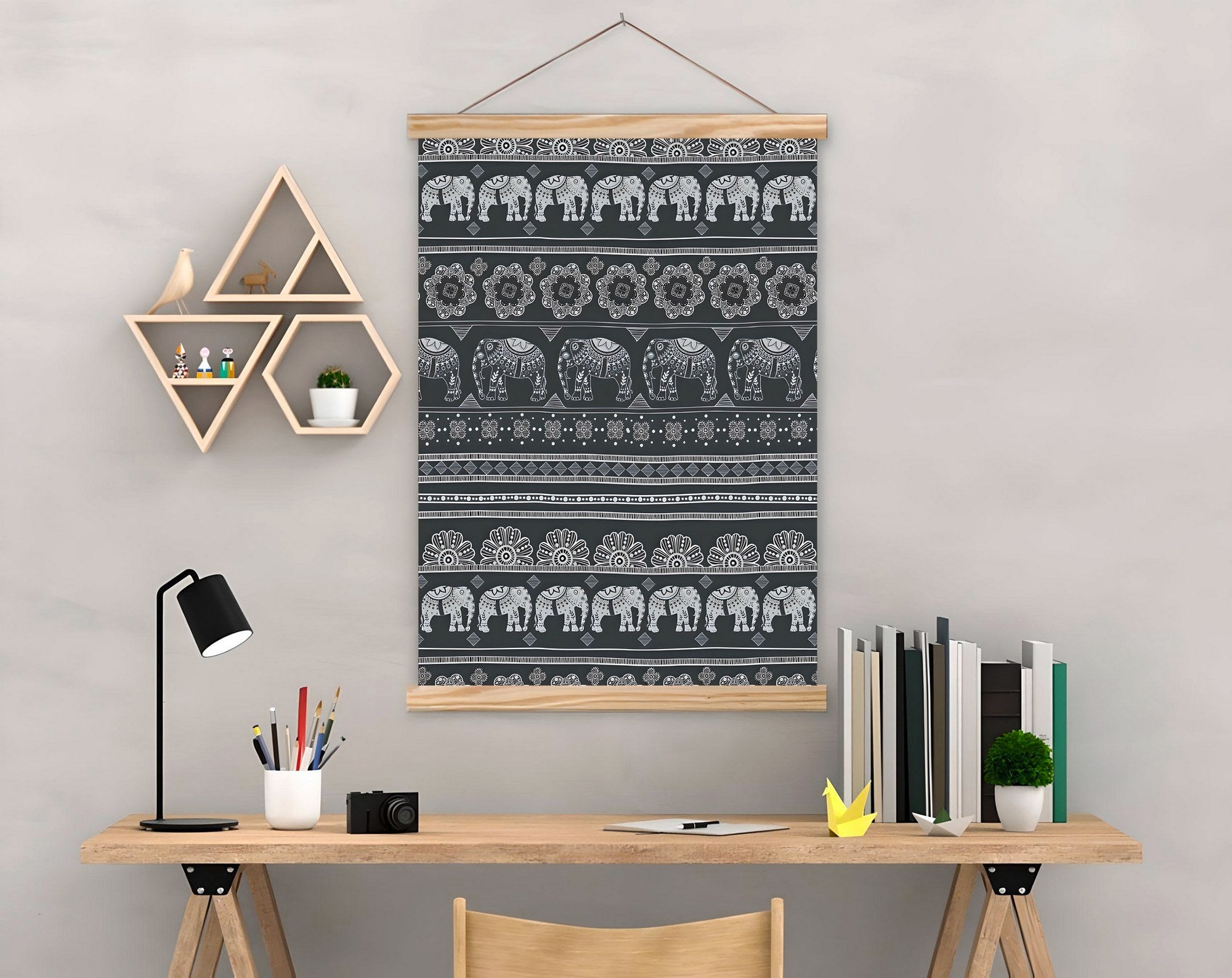 Quadro Decorativo Emoldurado MRG34 Multicolor 50x70cm - Moldura Madeira 100% e Tela Mista Poliéster/Algodão