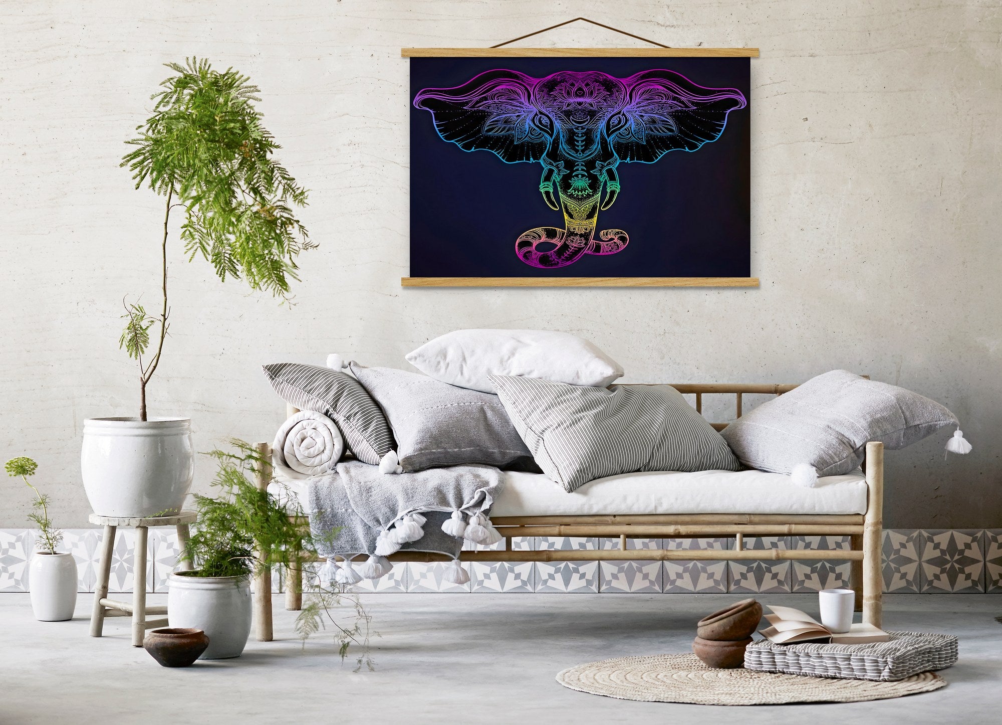 Quadro Decorativo com Moldura de Madeira MRG37, Multicolor, 50x70 cm (Tela 50% Poliéster/50% Algodão)