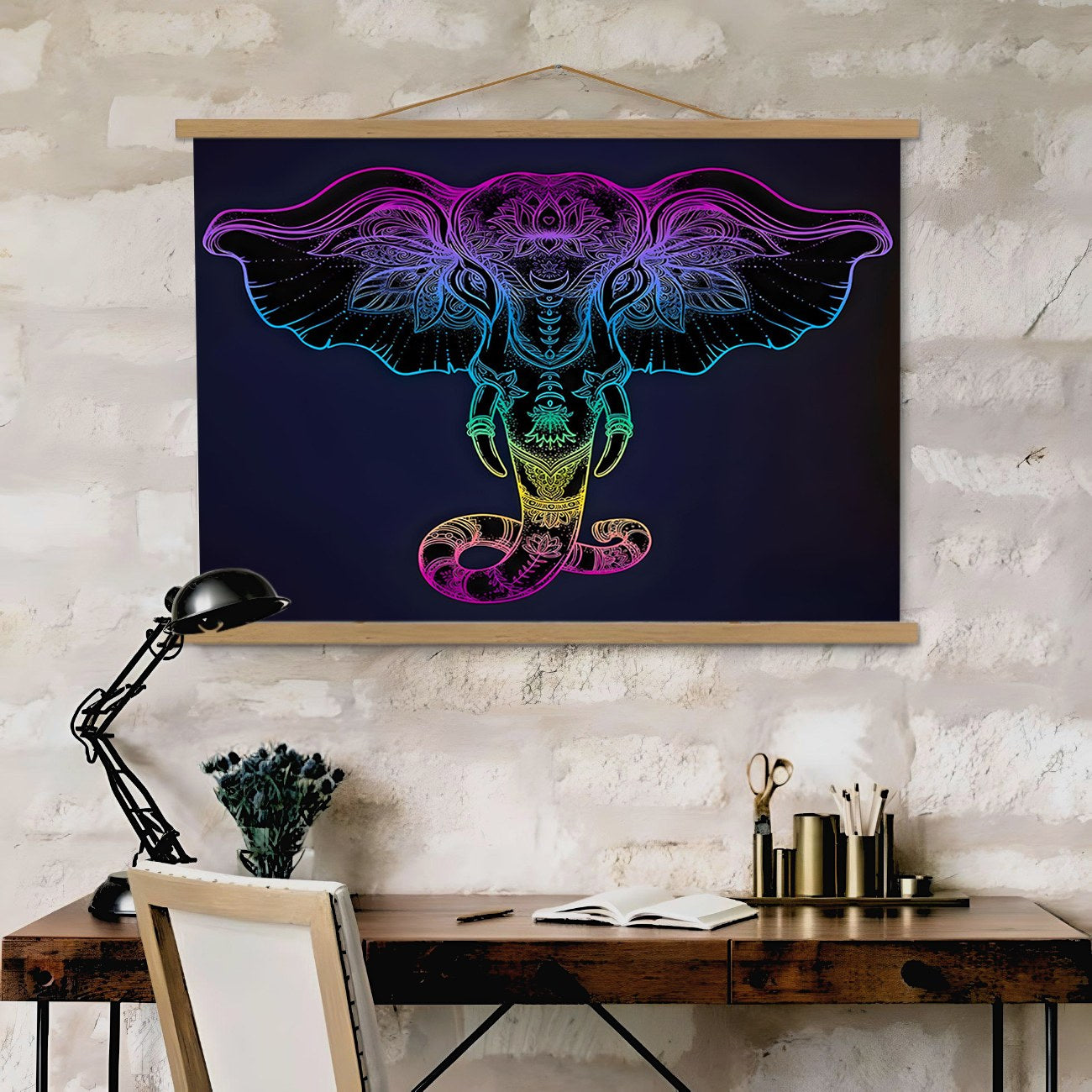 Quadro Decorativo com Moldura de Madeira MRG37, Multicolor, 50x70 cm (Tela 50% Poliéster/50% Algodão)