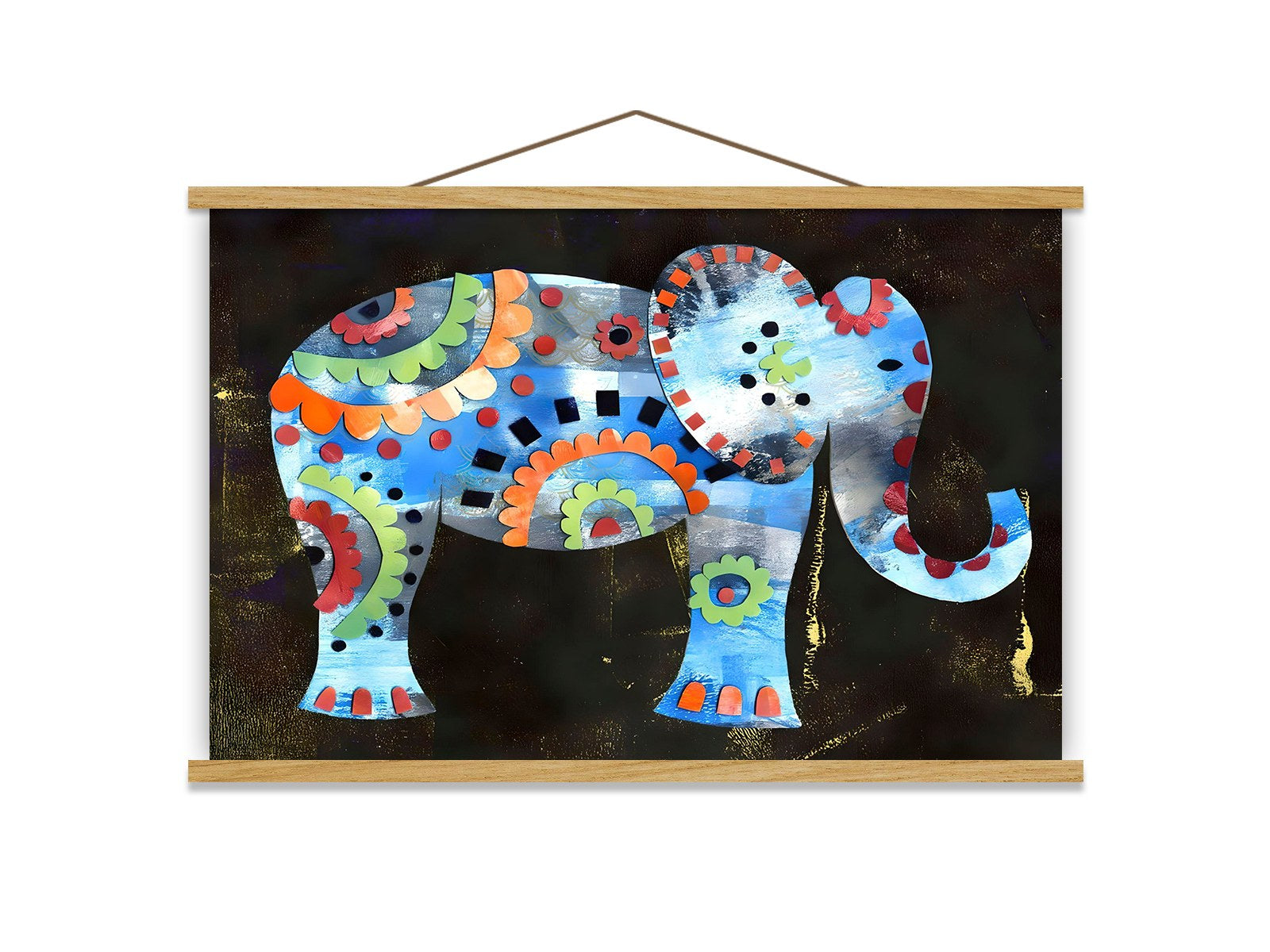 Quadro Decorativo Emoldurado MRG38 Multicolor 50x70cm - Moldura Madeira 100% e Tecido Misto Poliéster/Algodão