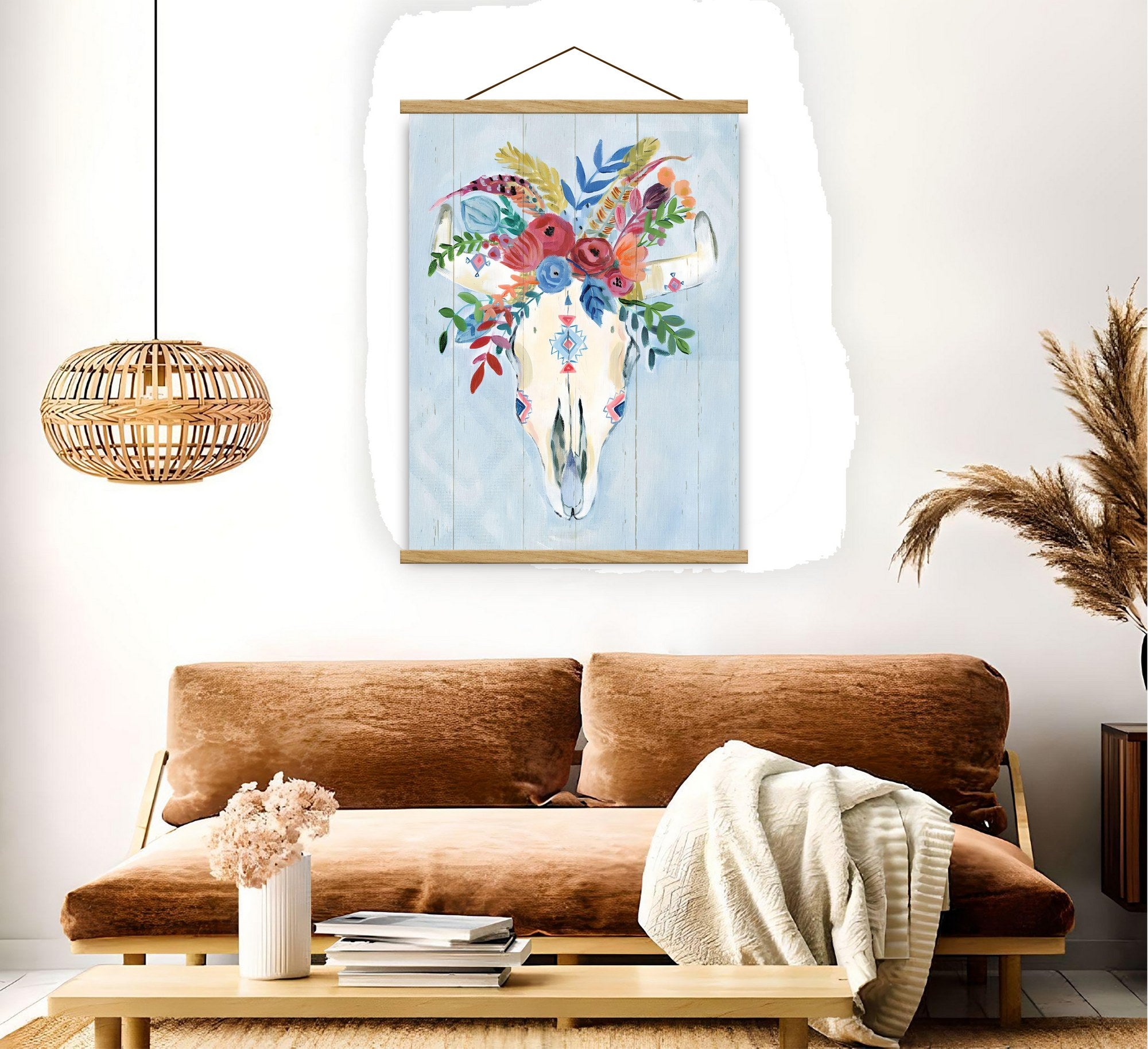 Quadro Decorativo Emoldurado MRG39 Multicolor 50x70cm - Moldura Madeira 100% e Tecido Misto Poliéster/Algodão