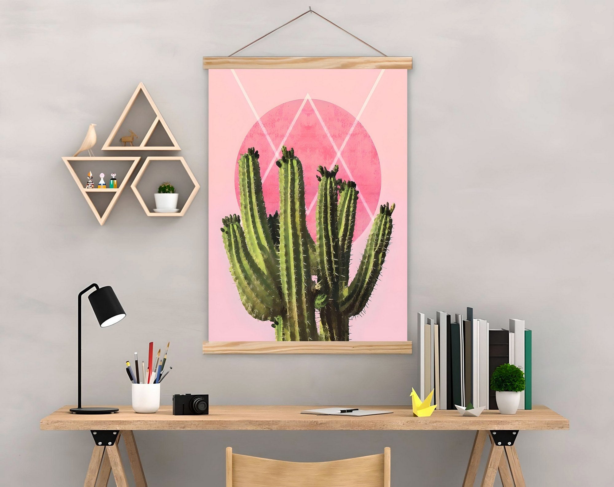 Quadro Decorativo Emoldurado MRG41 Multicolor 50x70cm - Moldura Madeira 100% e Tecido Misto Poliéster/Algodão