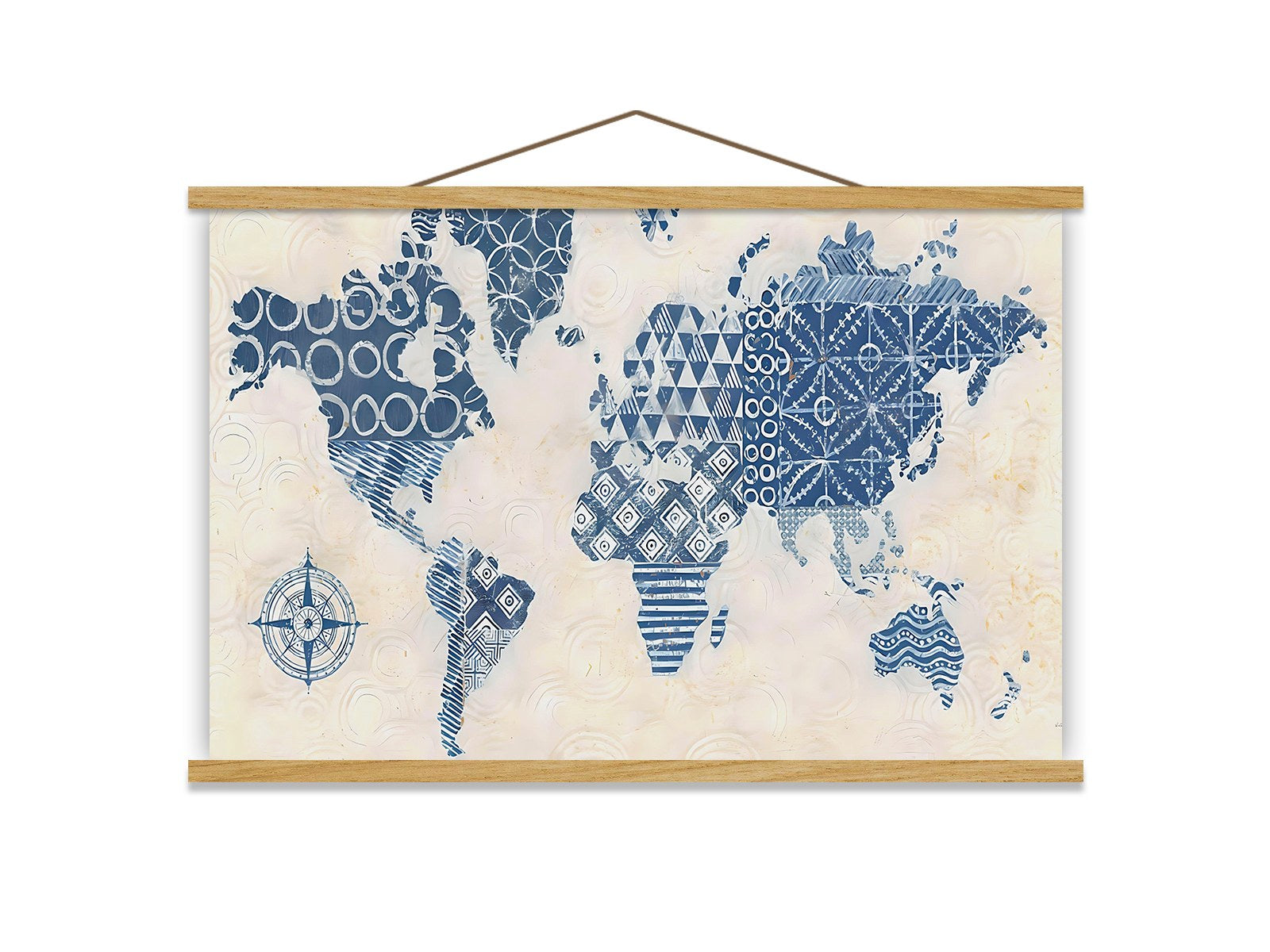 Quadro Decorativo Emoldurado MRG43 Multicolor 50x70cm - Moldura Madeira 100% e Tecido Misto Poliéster/Algodão