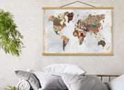 Quadro Decorativo Emoldurado MRG44 Multicolor 50x70cm - Moldura Madeira 100% e Tecido Misto Poliéster/Algodão