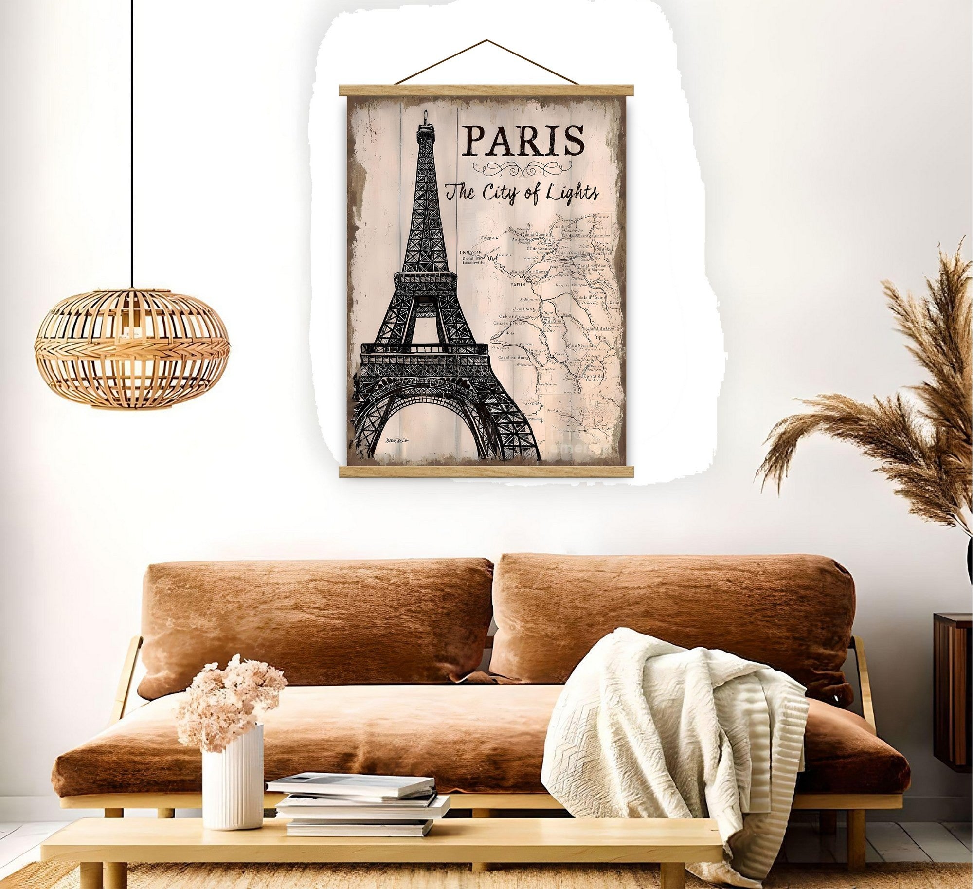 Quadro Decorativo Emoldurado MRG46 Multicolor 50x70cm - Moldura Madeira 100% e Tecido Misto Poliéster/Algodão