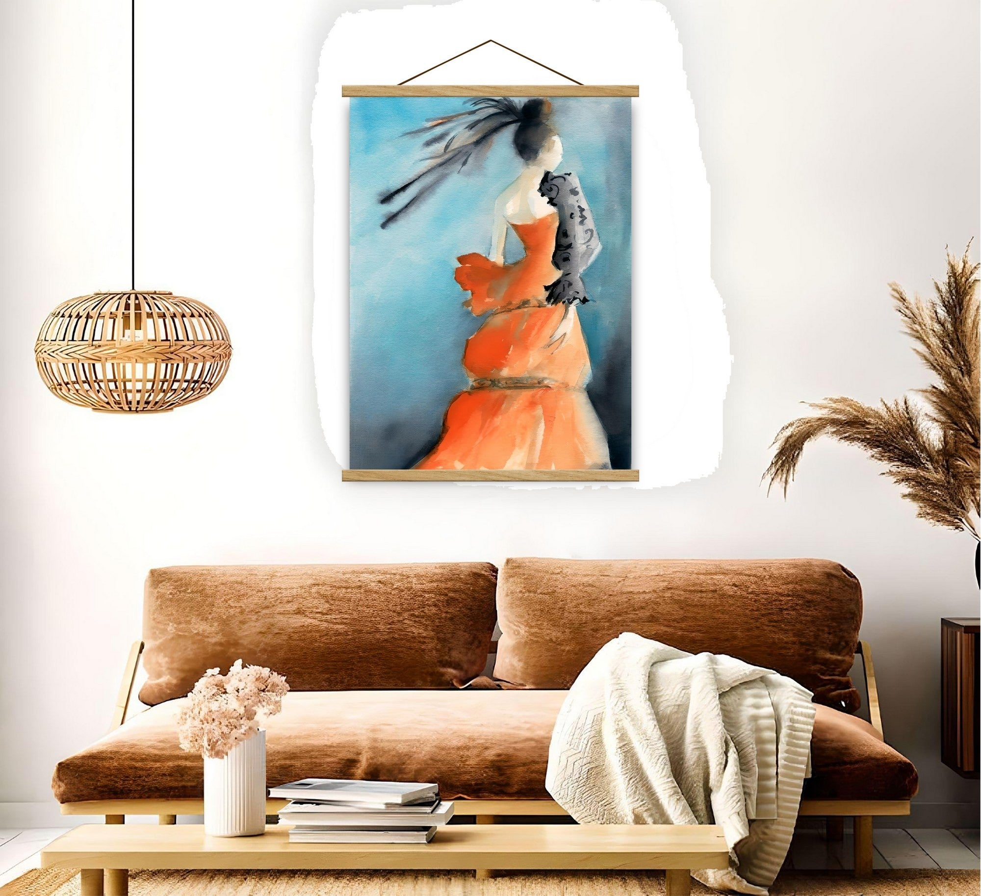 Quadro Decorativo Emoldurado MRG47 Multicolor 50x70cm - Moldura Madeira 100% e Tecido Misto Poliéster/Algodão