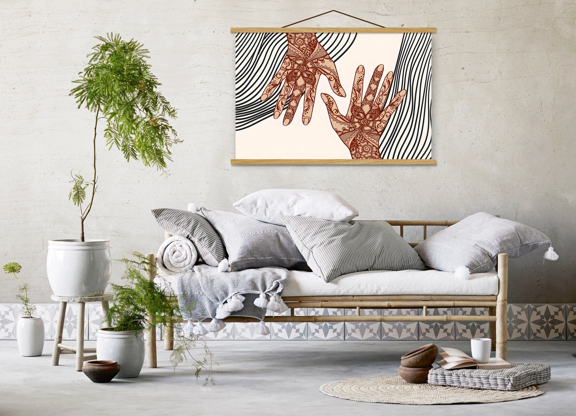 Quadro Decorativo com Moldura de Madeira MRG48, Multicolorido, 50x70 cm (50% Poliéster / 50% Algodão)