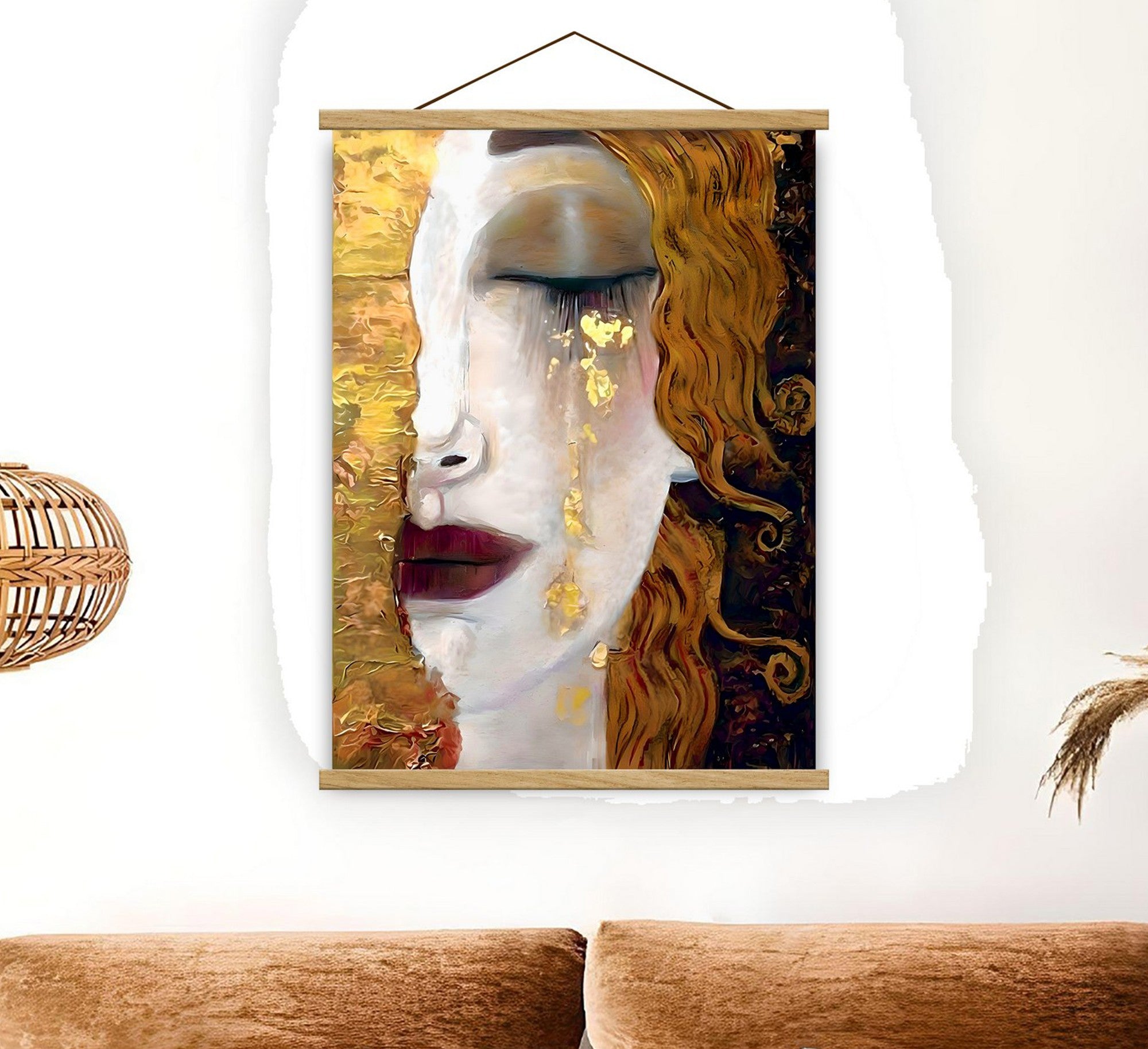 Quadro Decorativo Emoldurado MRG49 Multicolor 50x70cm - Moldura Madeira 100% e Tecido Misto Poliéster/Algodão