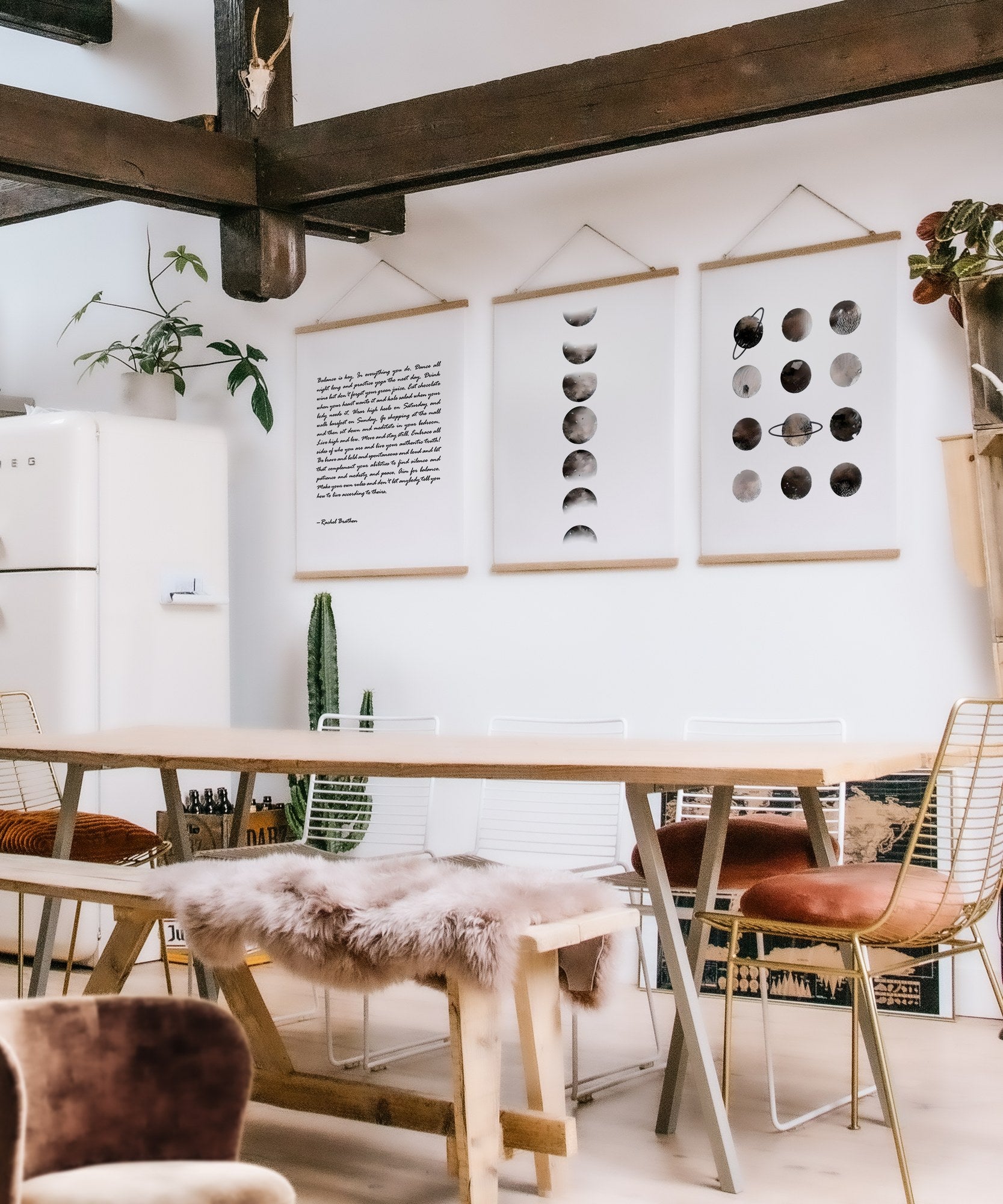 Conjunto de 3 Quadros Decorativos Multicolor SRG24 - Moldura em Madeira 40x60cm