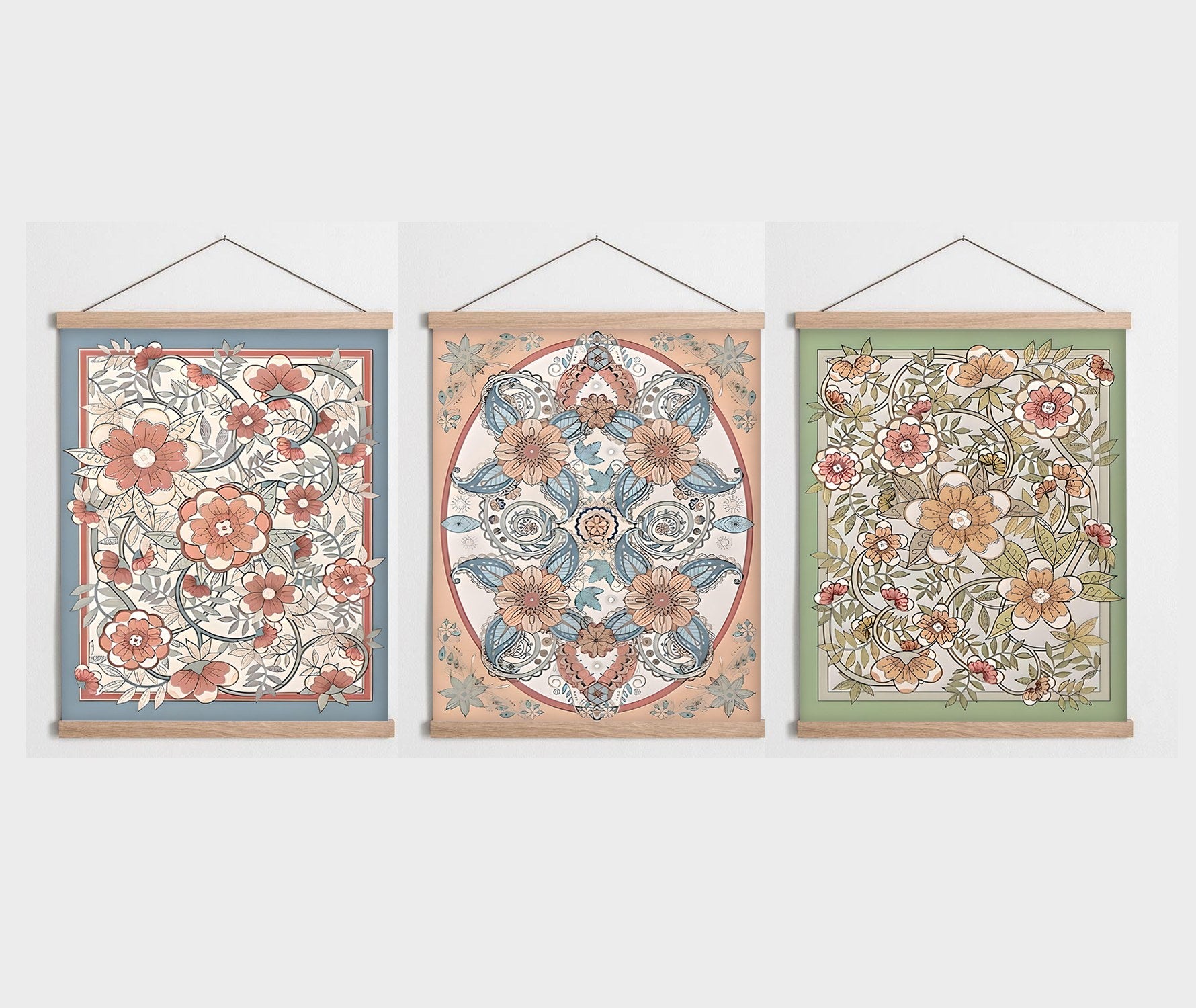 Conjunto de 3 Quadros Decorativos Multicolor SRG25 - Moldura em Madeira 40x60cm