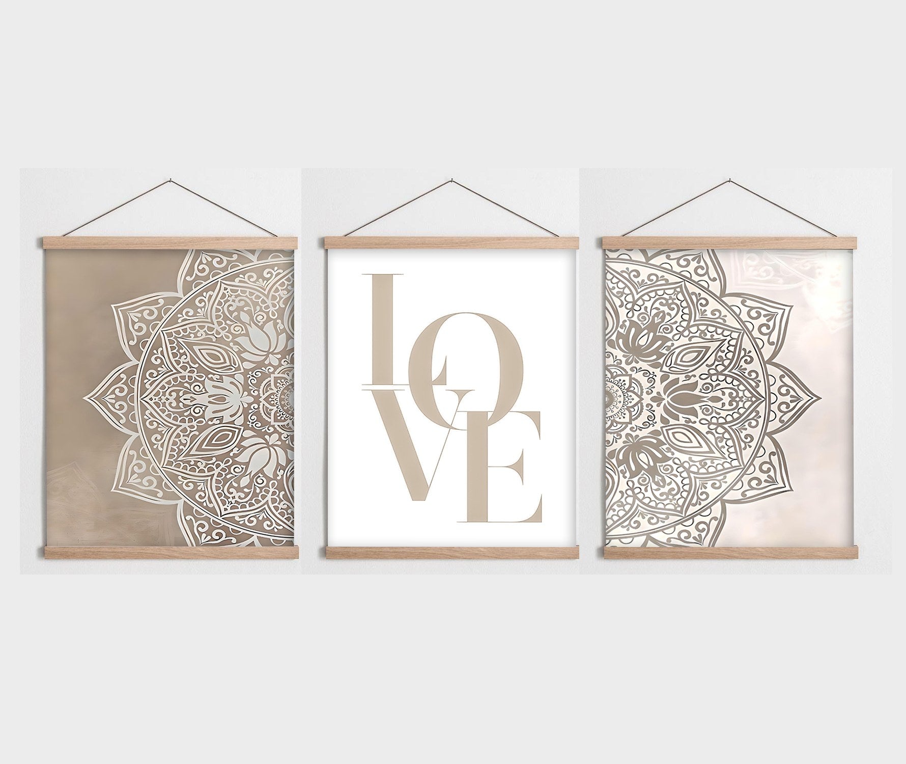 SRG27 Conjunto de Quadros Decorativos com Moldura (3 Peças), Multicolor, 40 x 60 cm, Tecido 50% Poliéster/50% Algodão, Moldura 100% Madeira