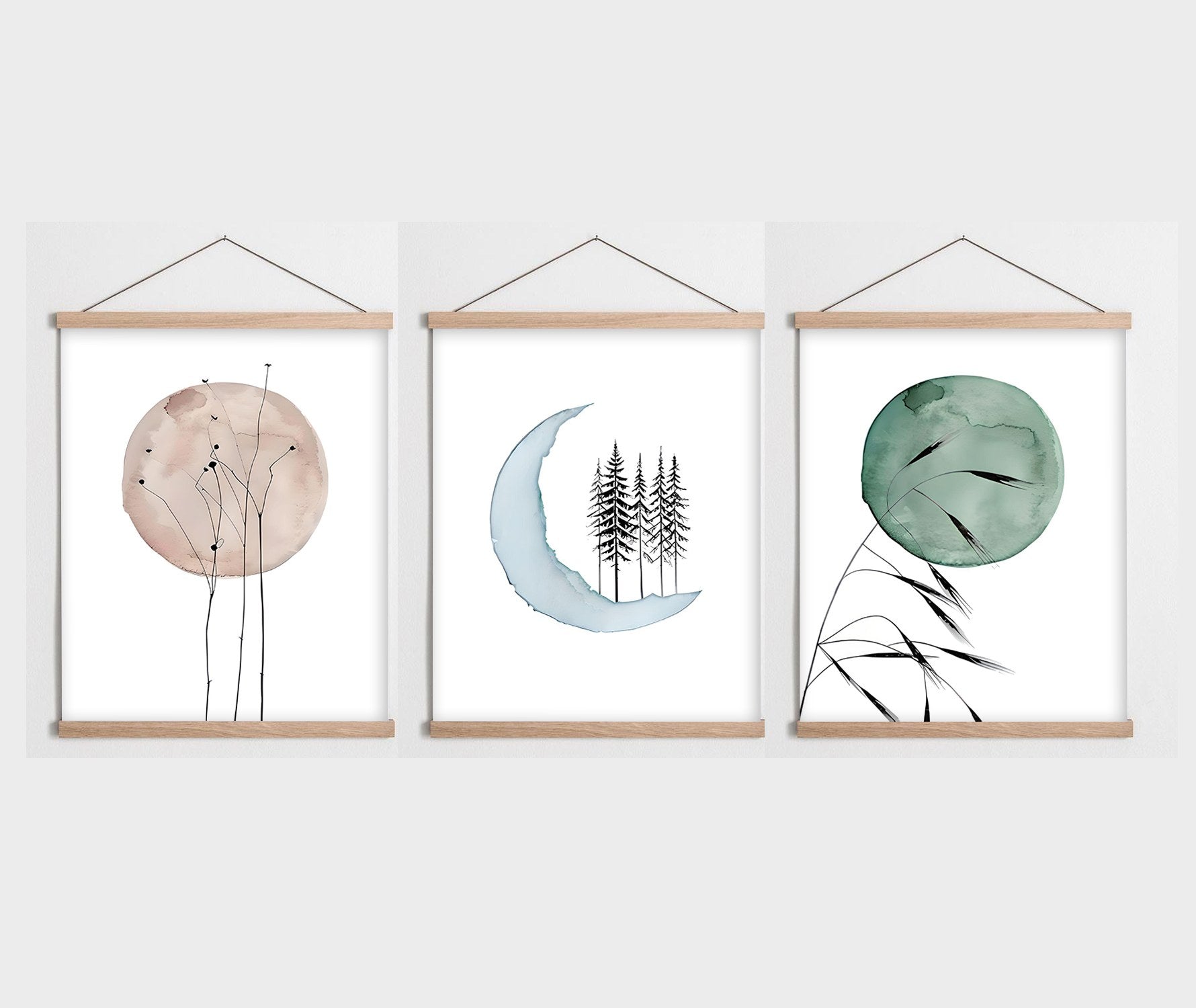 Conjunto de 3 Quadros Decorativos com Moldura de Madeira, Multicor, 40 x 60 cm – SRG29