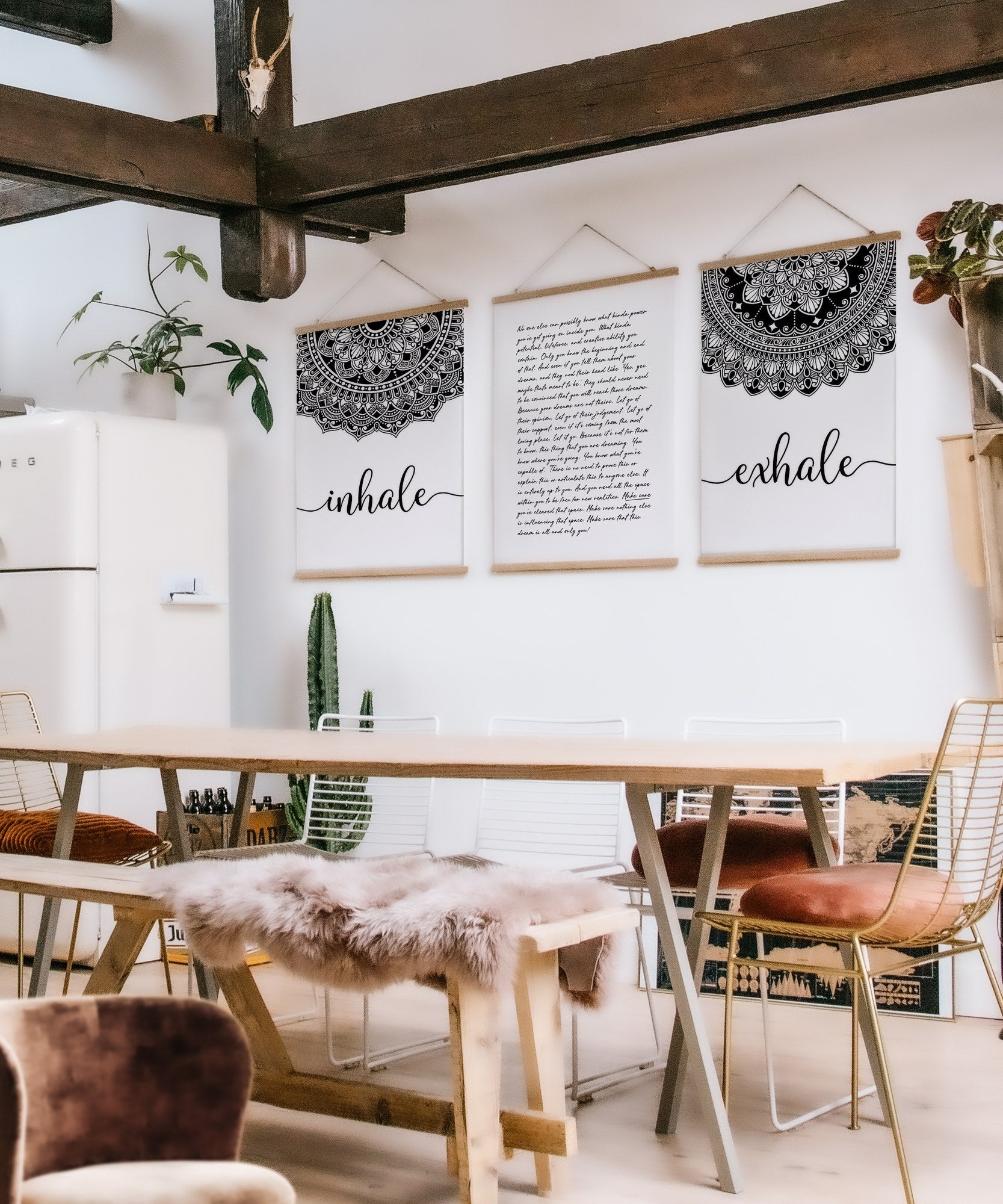 Conjunto de 3 Quadros Decorativos Multicolor SRG31 - Moldura em Madeira 40x60cm