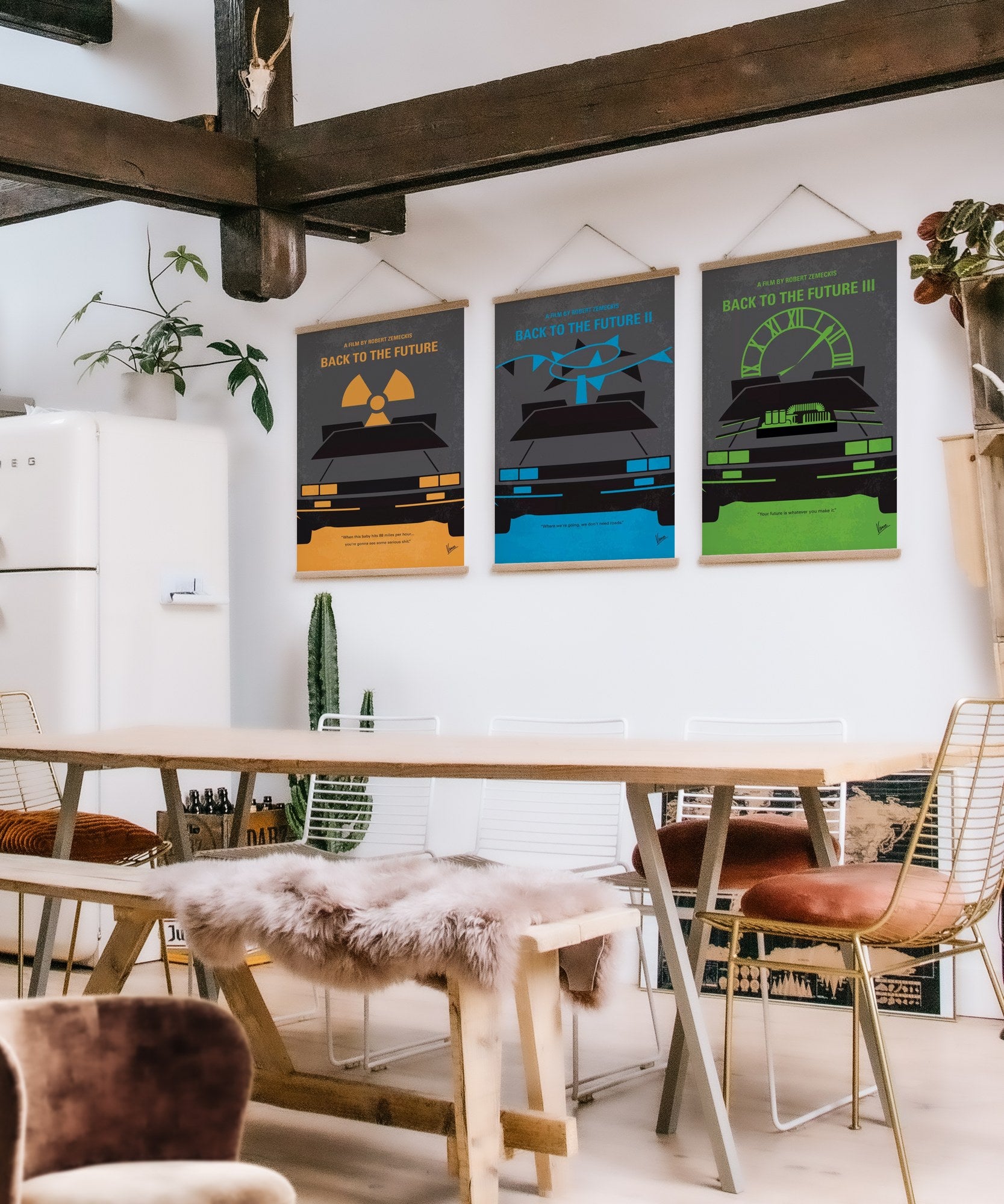 Conjunto de 3 Quadros Decorativos Multicolor SRG35 - Moldura em Madeira 40x60cm