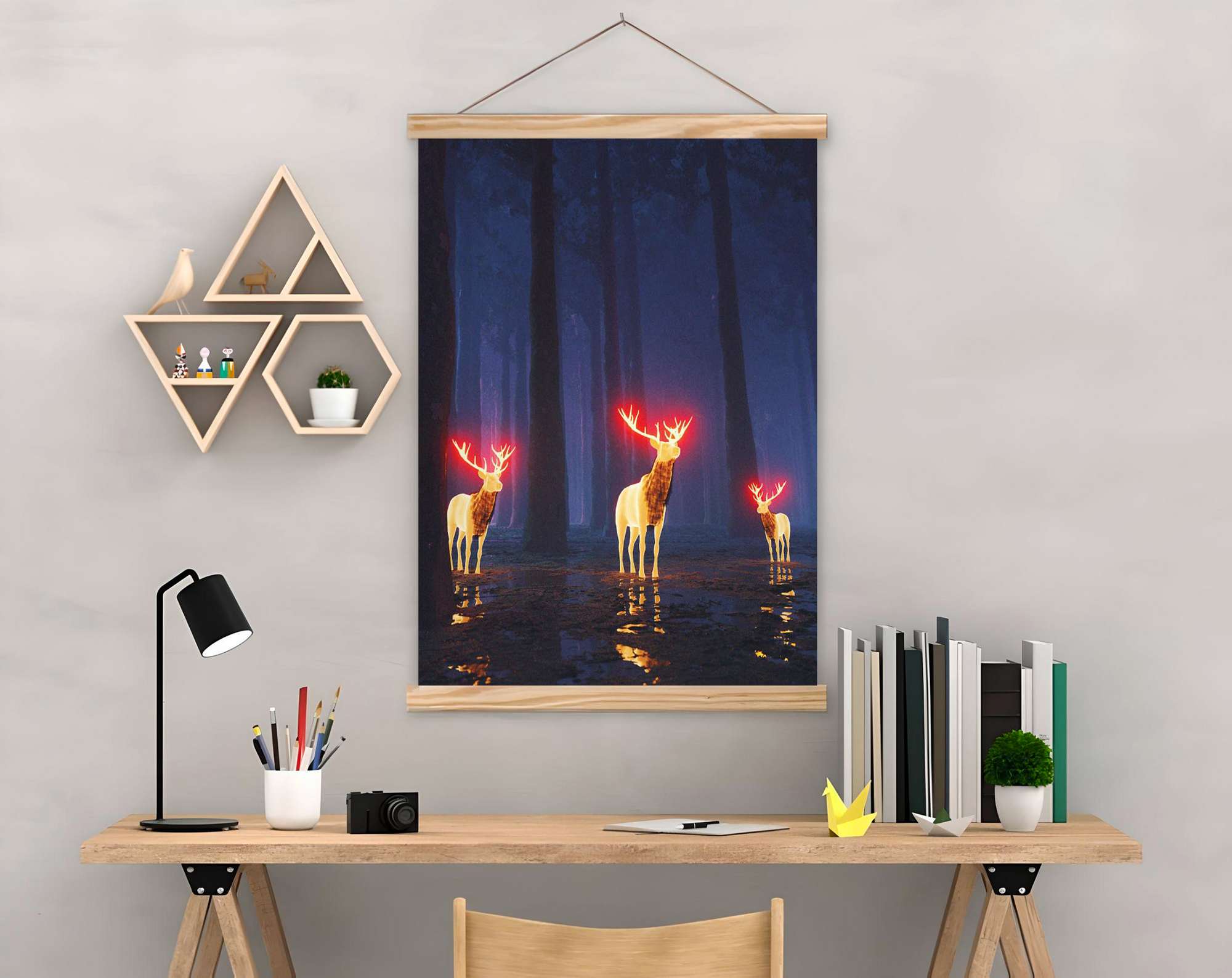 Quadro Decorativo Emoldurado Multicolor 50x70 cm com Moldura de Madeira – MRG52