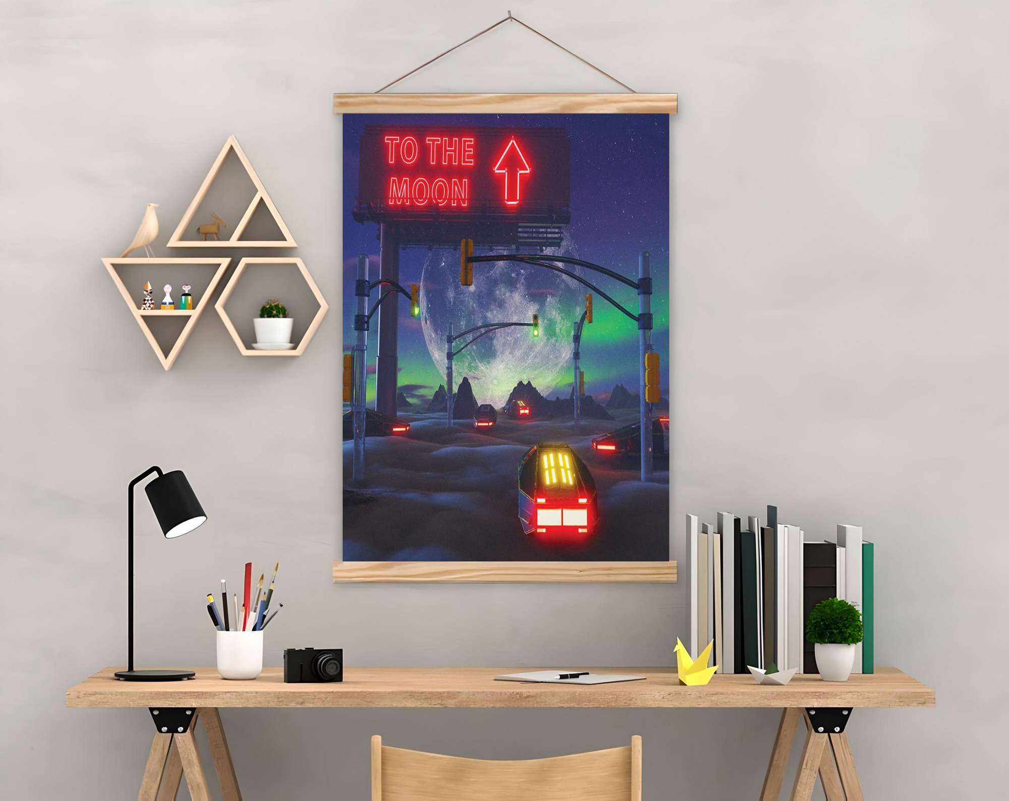 Quadro Decorativo Emoldurado MRG53 Multicolor 50x70cm - Moldura Madeira 100% e Tecido Misto Poliéster/Algodão