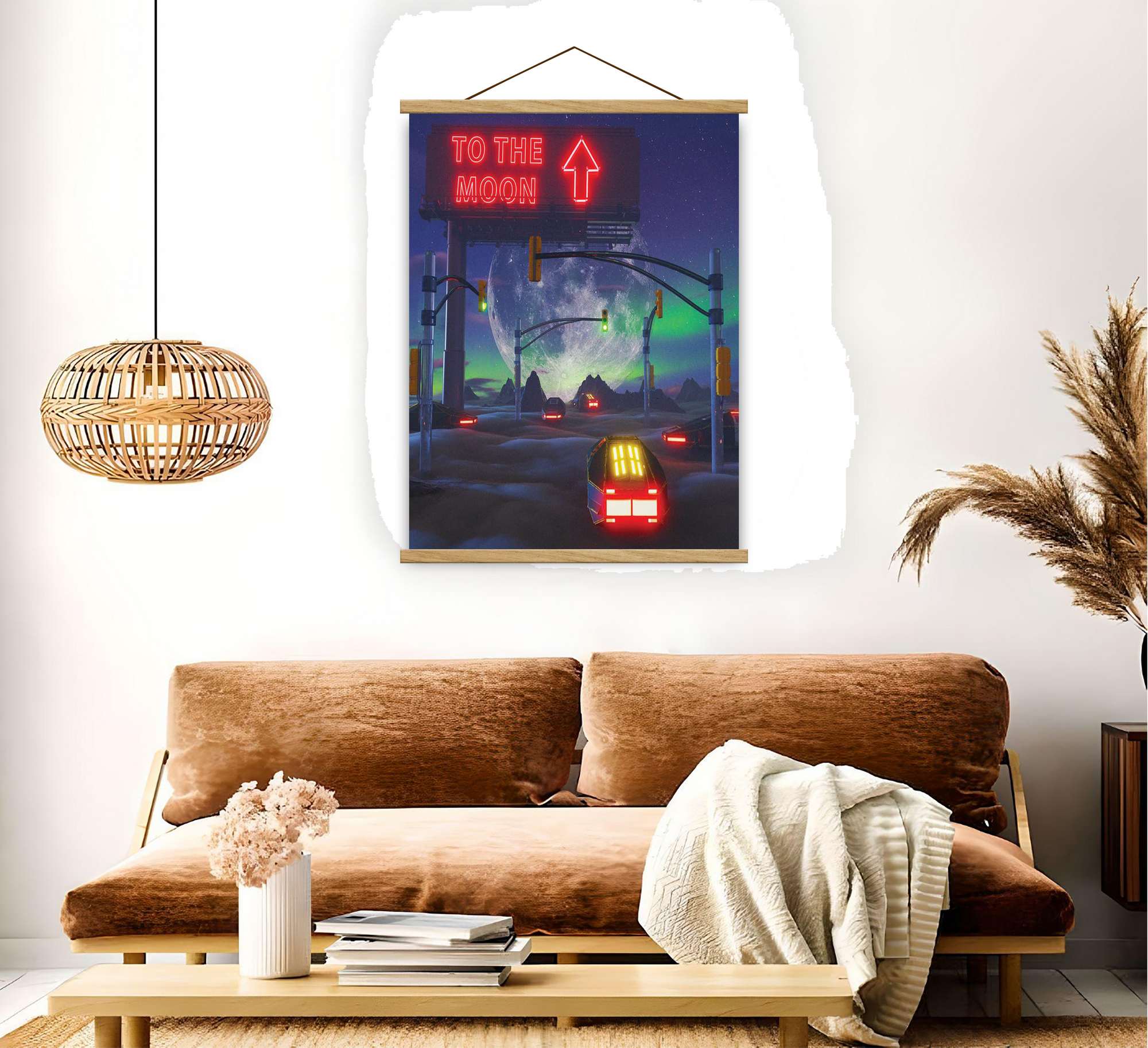 Quadro Decorativo Emoldurado MRG53 Multicolor 50x70cm - Moldura Madeira 100% e Tecido Misto Poliéster/Algodão