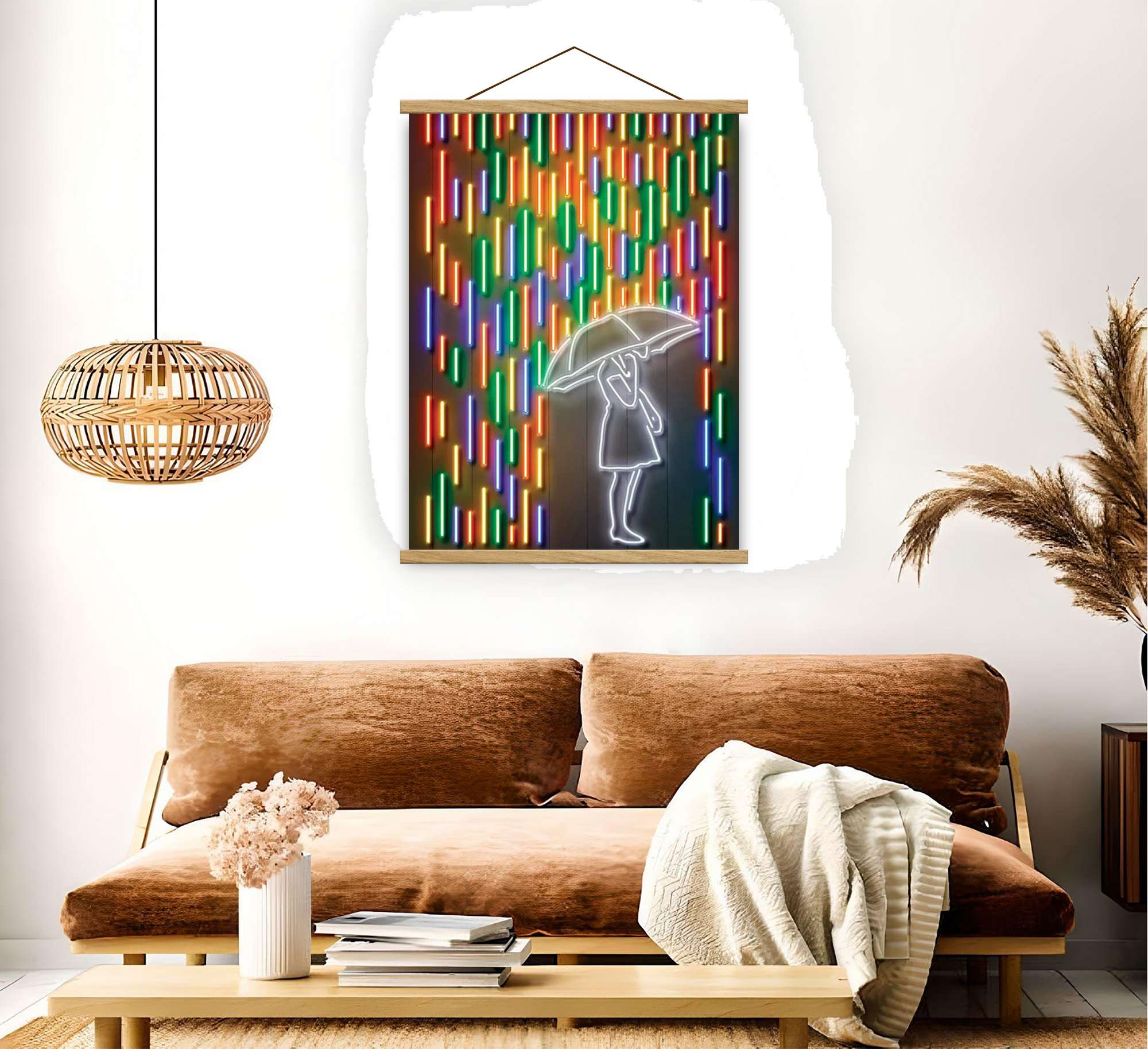 Quadro Decorativo Emoldurado MRG54 Multicolor 50x70cm - Moldura Madeira 100% - Arte Moderna para Decoração