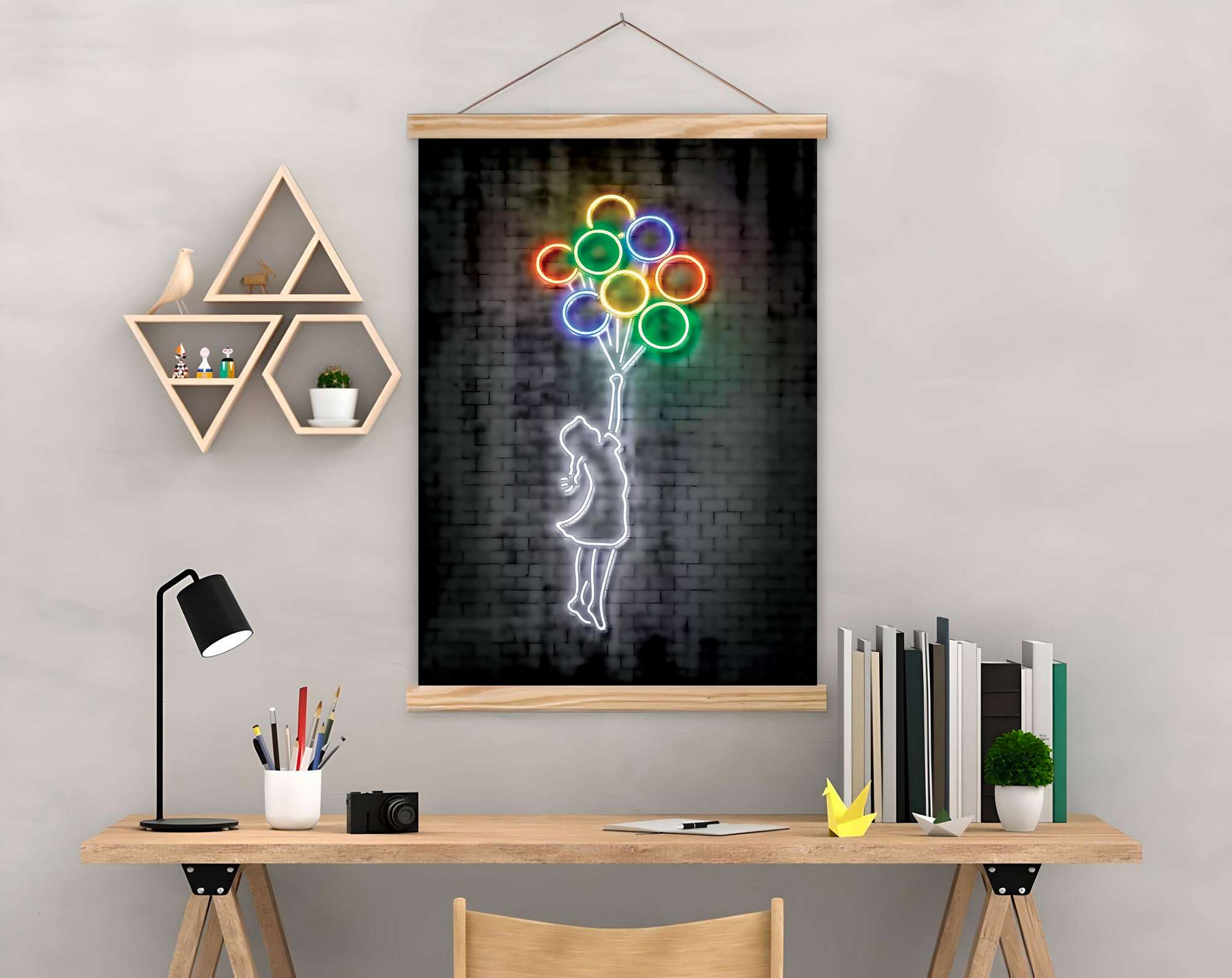 Quadro Decorativo Moldurado 50x70 cm MRG56 Multicolor – Tela Poliéster/Algodão com Moldura de Madeira
