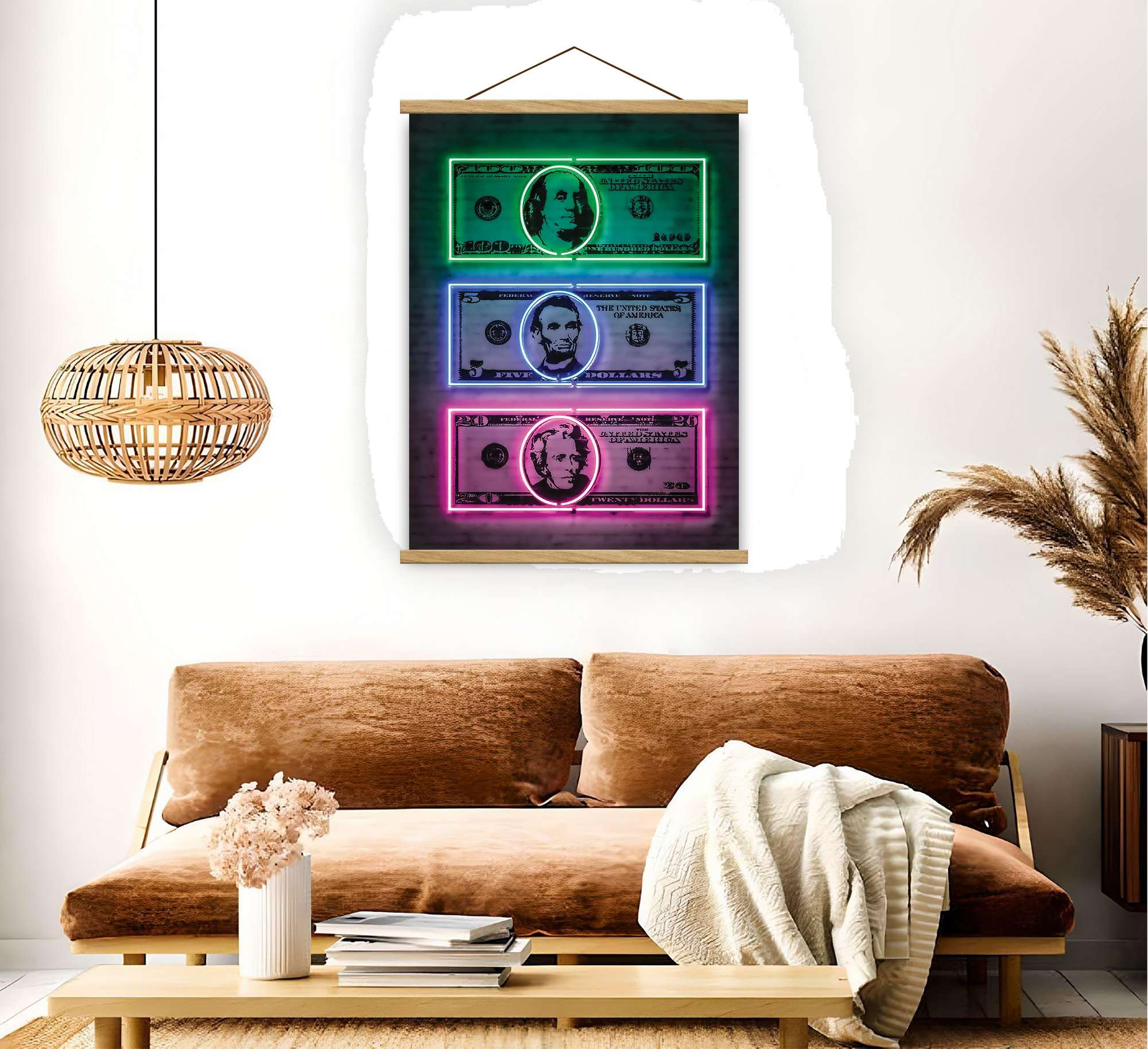 Quadro Decorativo Emoldurado MRG57 Multicolor 50x70cm - Moldura Madeira 100% e Tecido Misto Poliéster/Algodão