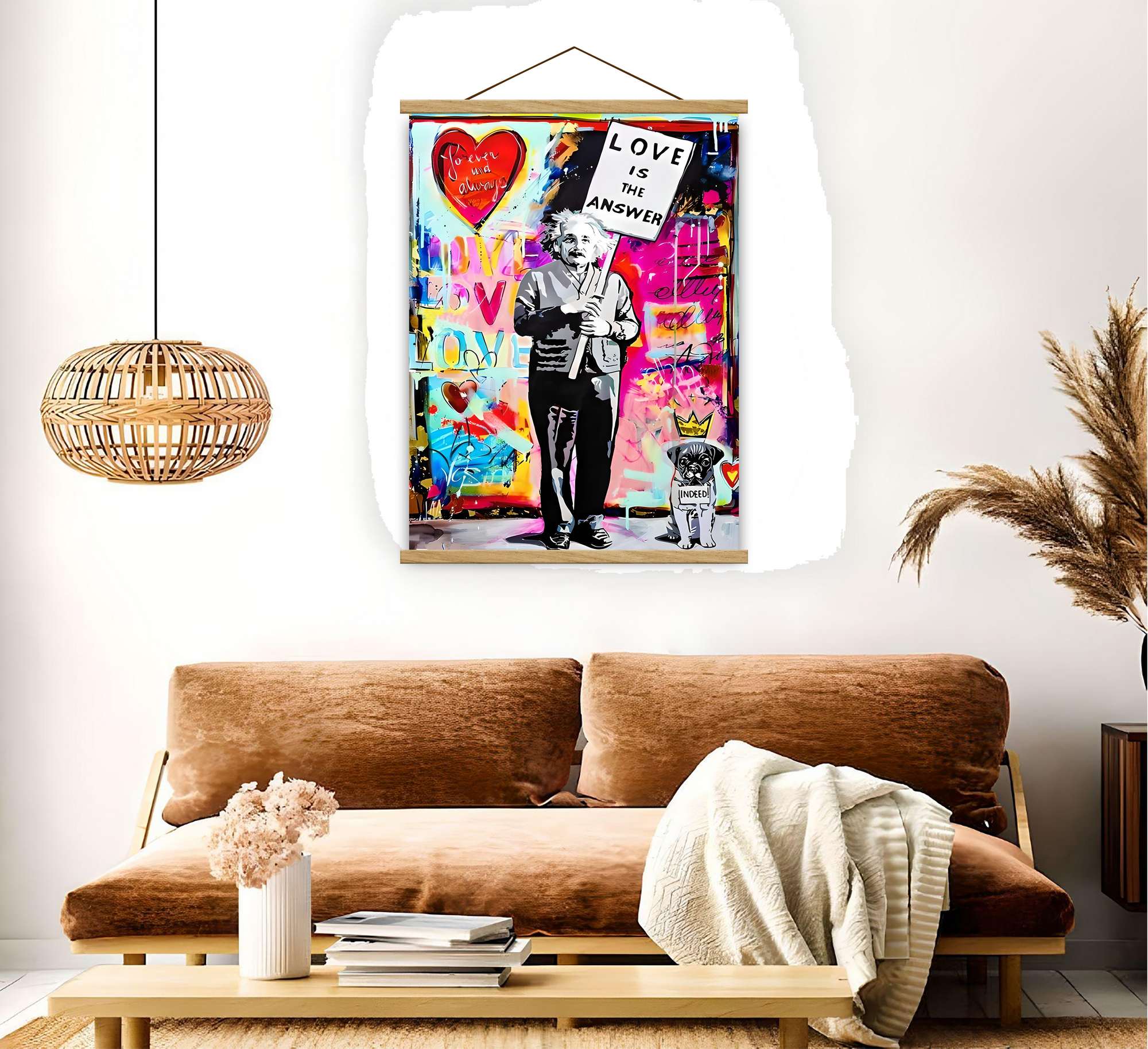 Quadro Decorativo Emoldurado MRG58 Multicolor 50x70cm - Moldura Madeira 100% e Tecido Misto Poliéster/Algodão