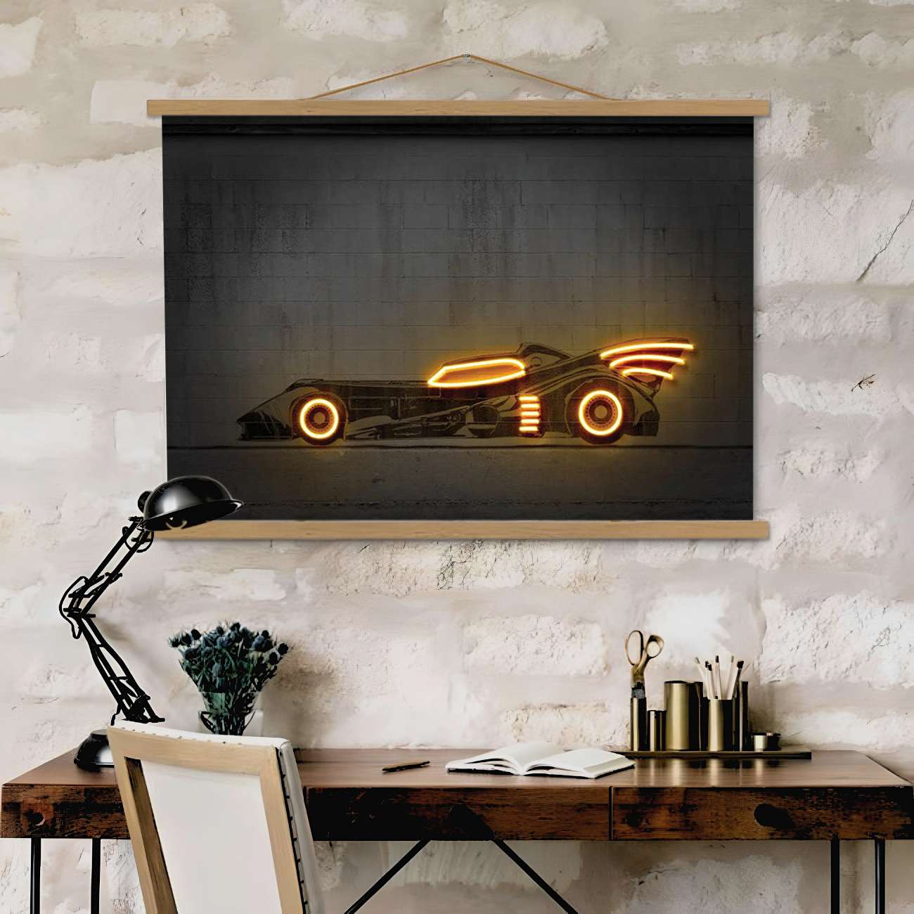 Quadro Decorativo Emoldurado MRG63 Multicolor 50x70cm - Moldura Madeira 100% e Tecido Misto Poliéster/Algodão