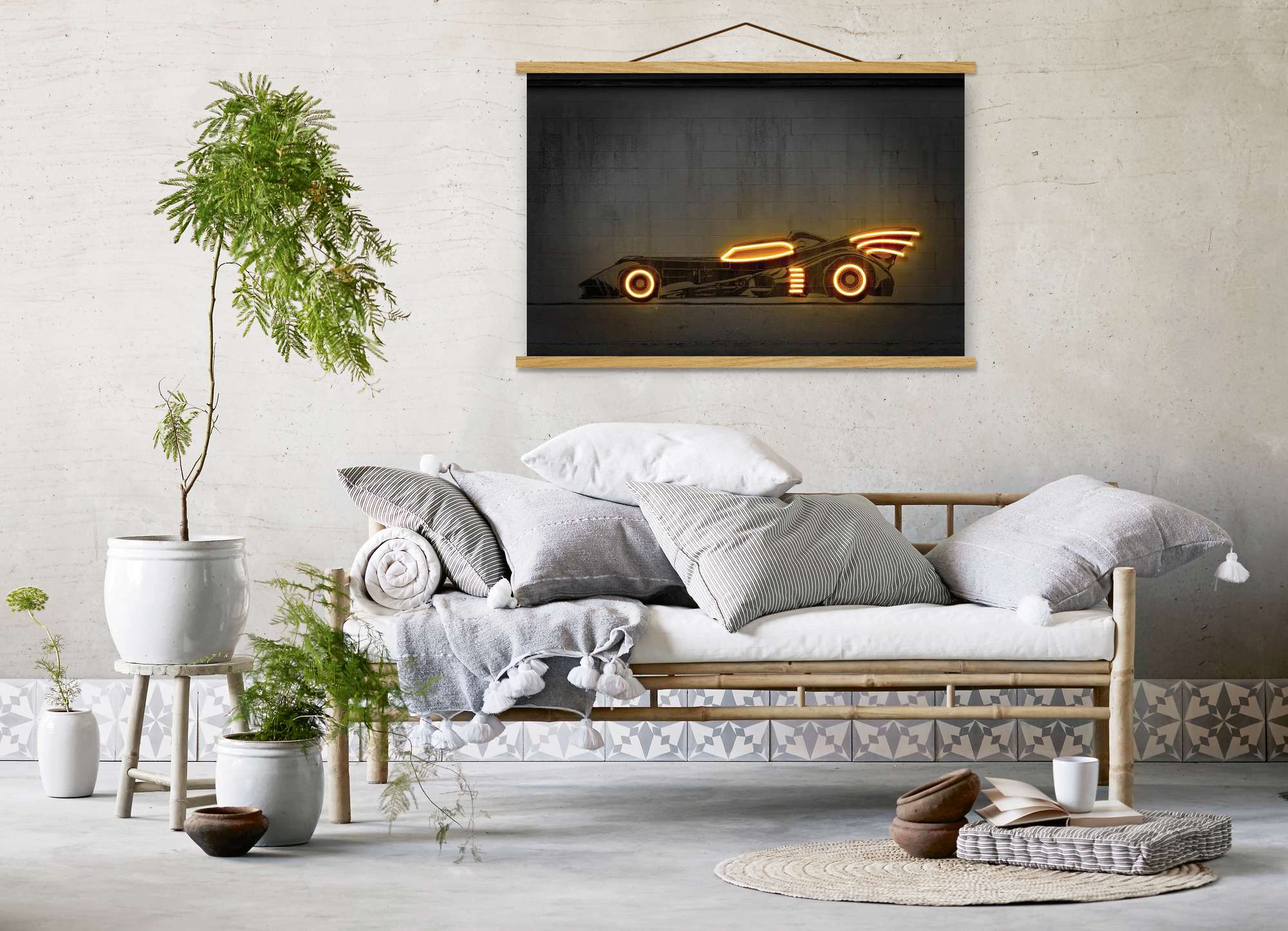 Quadro Decorativo Emoldurado MRG63 Multicolor 50x70cm - Moldura Madeira 100% e Tecido Misto Poliéster/Algodão