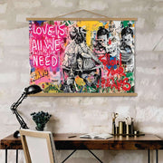 Quadro Decorativo Emoldurado MRG64 Multicolor 50x70cm - Moldura Madeira 100% e Tecido Misto Poliéster/Algodão