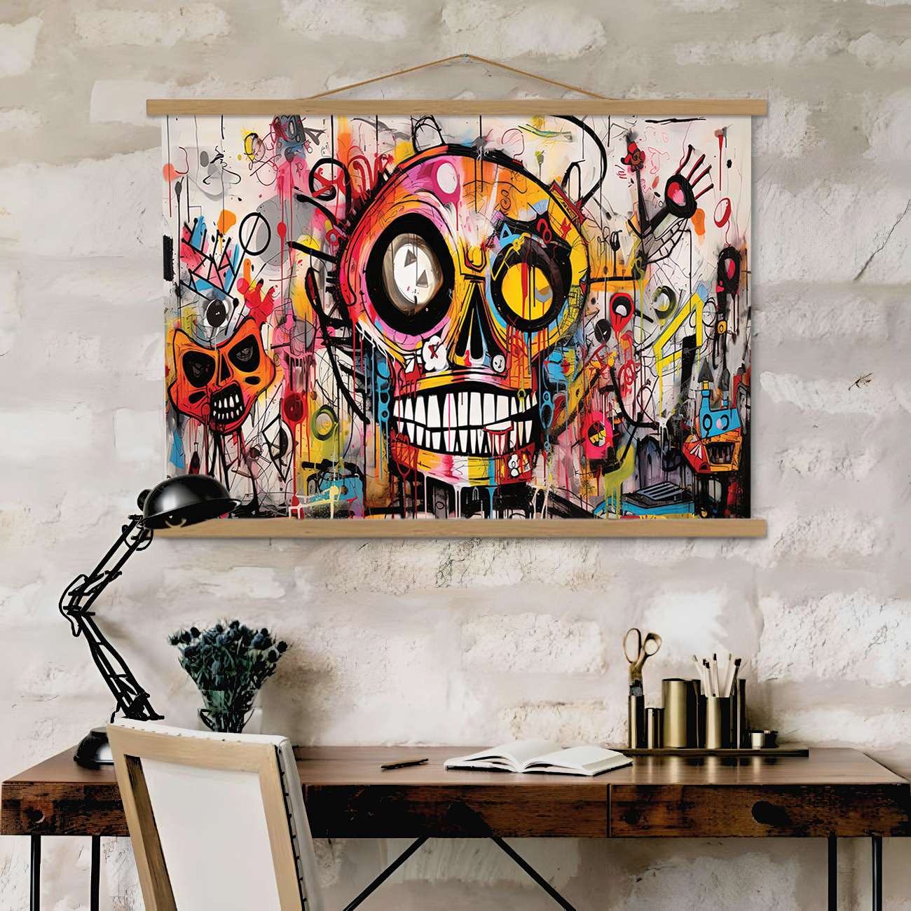 Quadro Decorativo em Moldura MRG65, Multicolor, 50x70 cm – Tela 50% Poliéster/50% Algodão, Moldura 100% Madeira