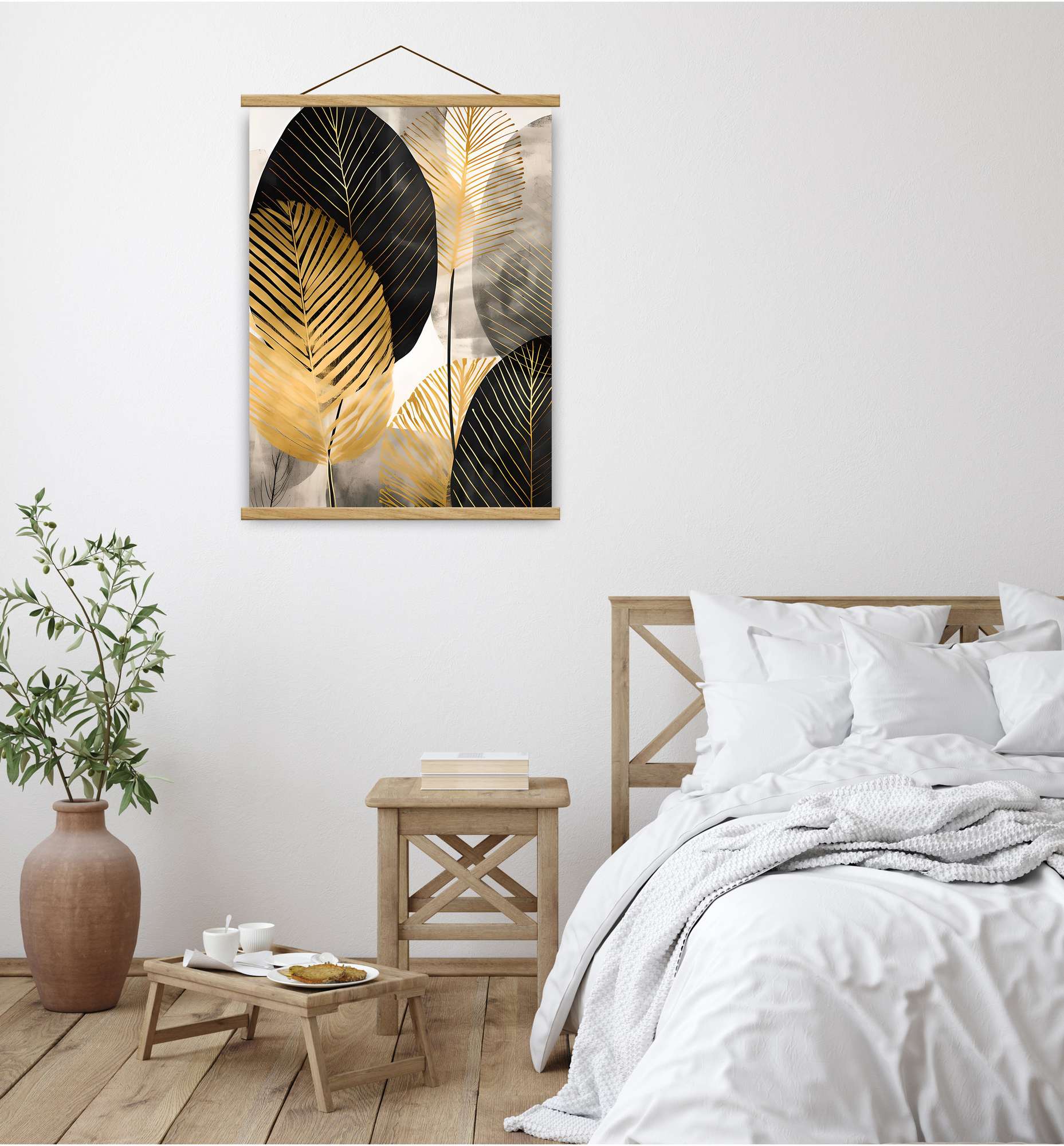 Quadro Decorativo Emoldurado MRG66 - 50x70cm - Moldura Madeira - Dourado/Preto/Prateado