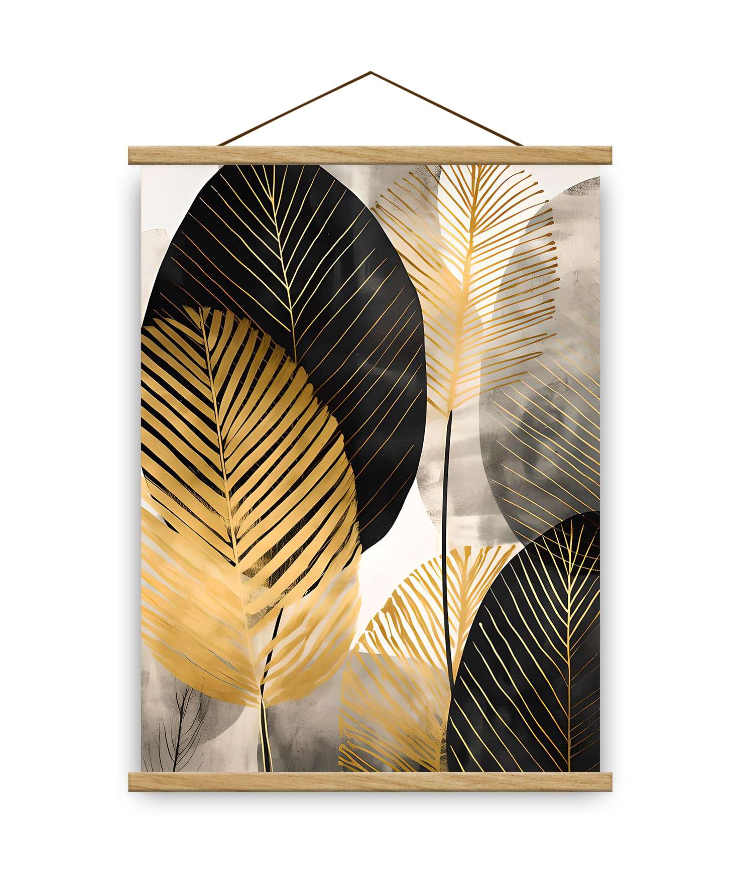 Quadro Decorativo Emoldurado MRG66 - 50x70cm - Moldura Madeira - Dourado/Preto/Prateado