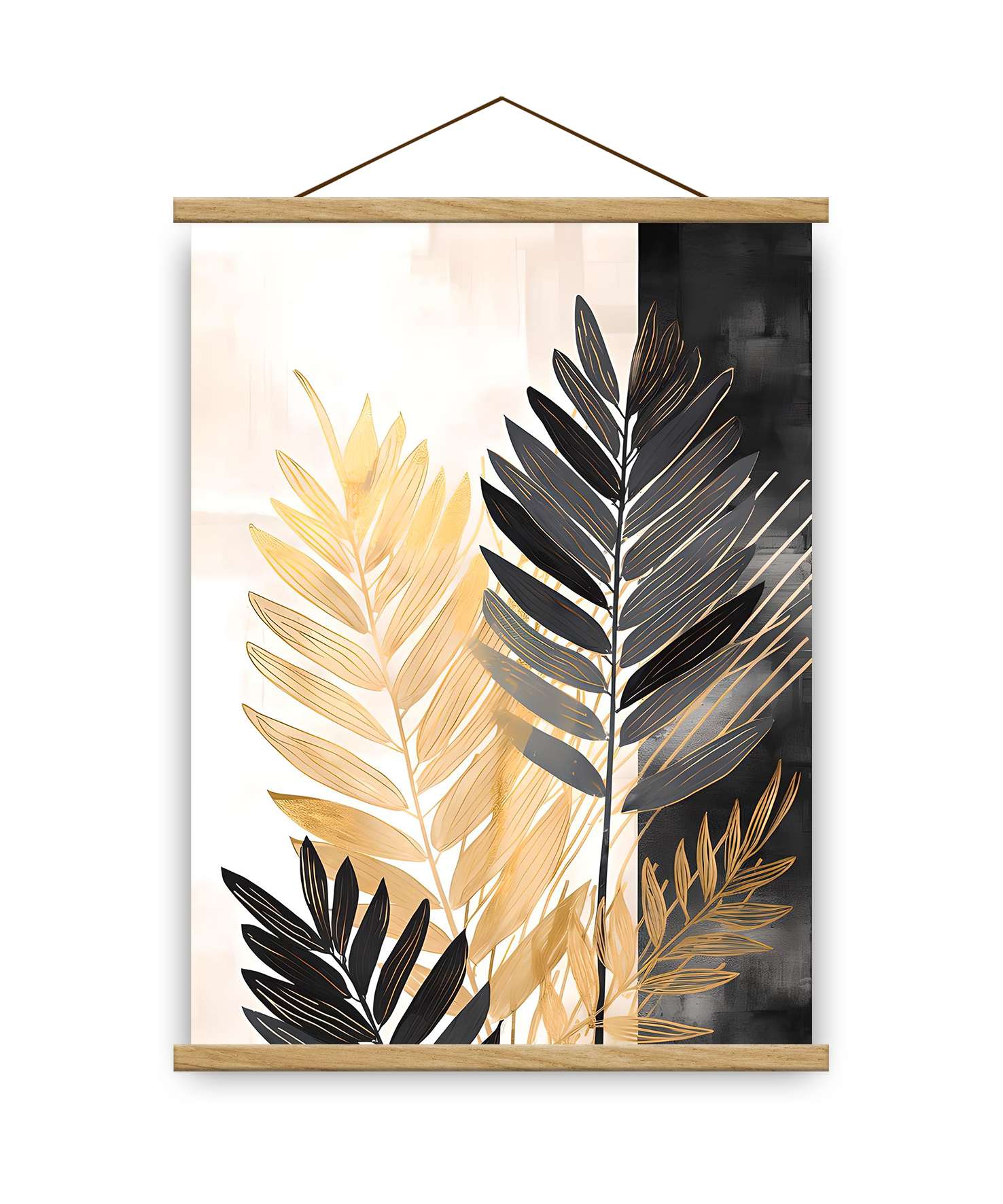 Quadro Decorativo Emoldurado MRG67 - 50x70cm - Moldura Madeira - Dourado/Preto/Prateado