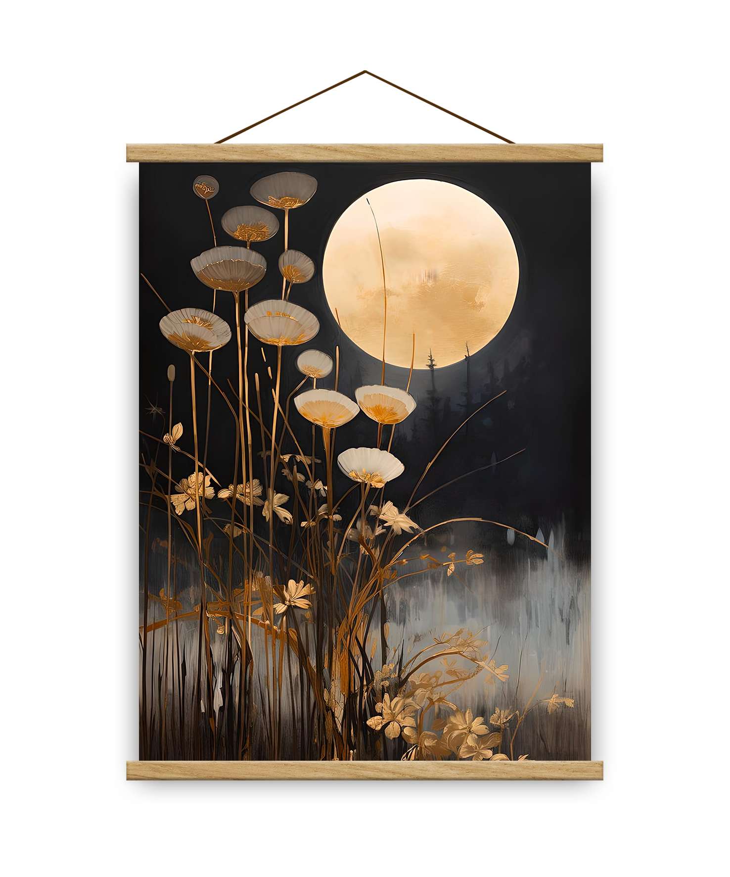 Quadro Decorativo Emoldurado MRG69 - 50x70cm - Moldura Madeira - Dourado/Preto/Prateado