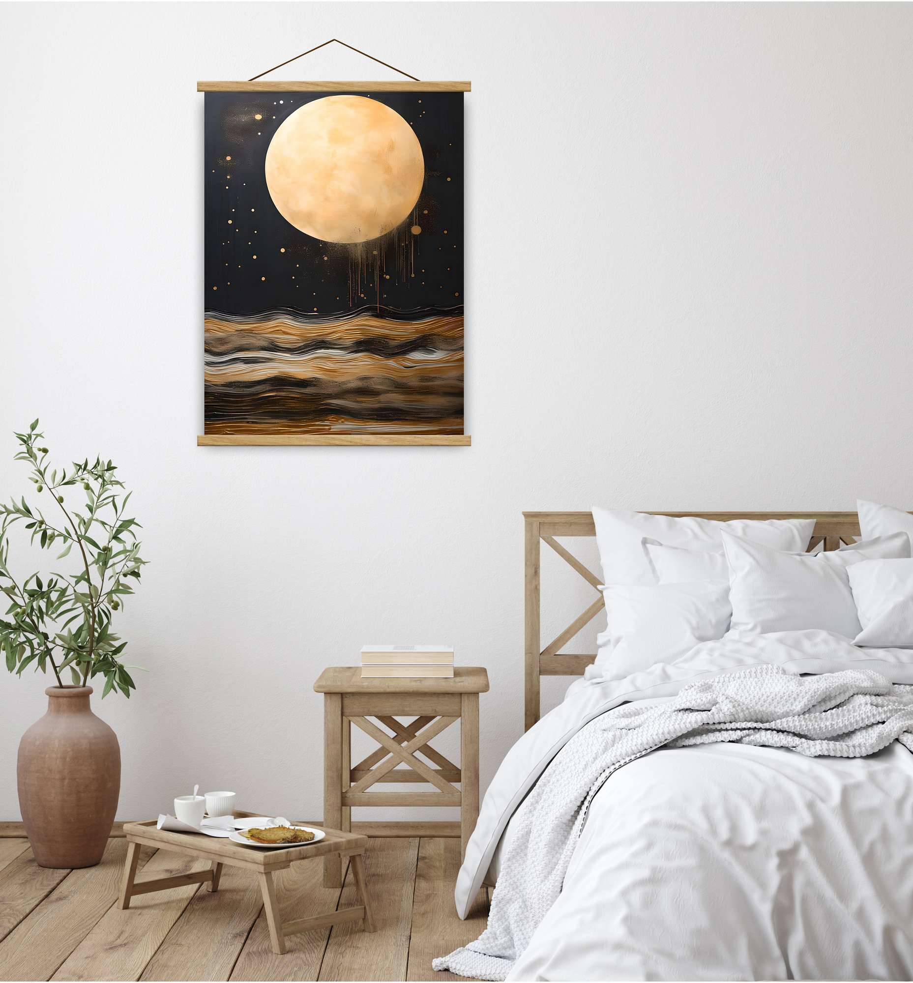 Quadro Decorativo MRG70 com Moldura de Madeira 50x70cm - Dourado, Preto e Prateado