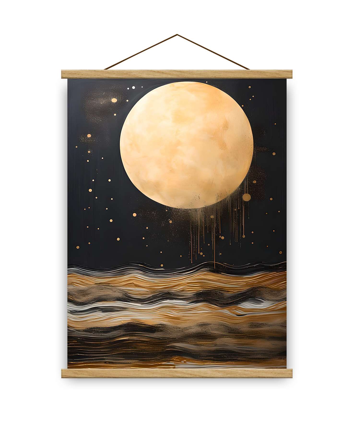 Quadro Decorativo MRG70 com Moldura de Madeira 50x70cm - Dourado, Preto e Prateado