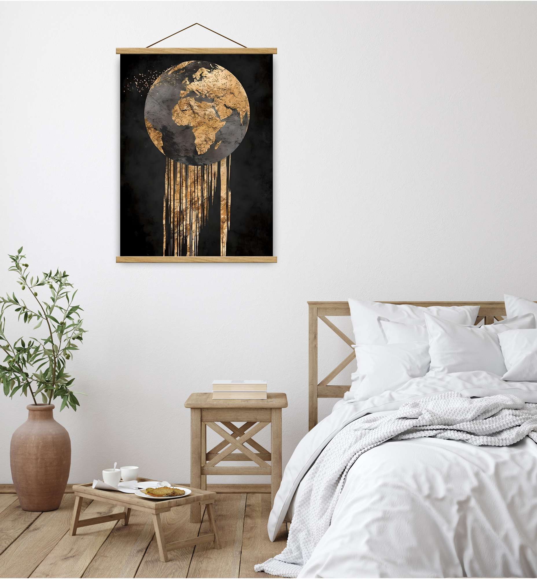 Quadro Decorativo Emoldurado MRG71 - 50x70cm - Moldura Madeira - Dourado/Preto/Prateado