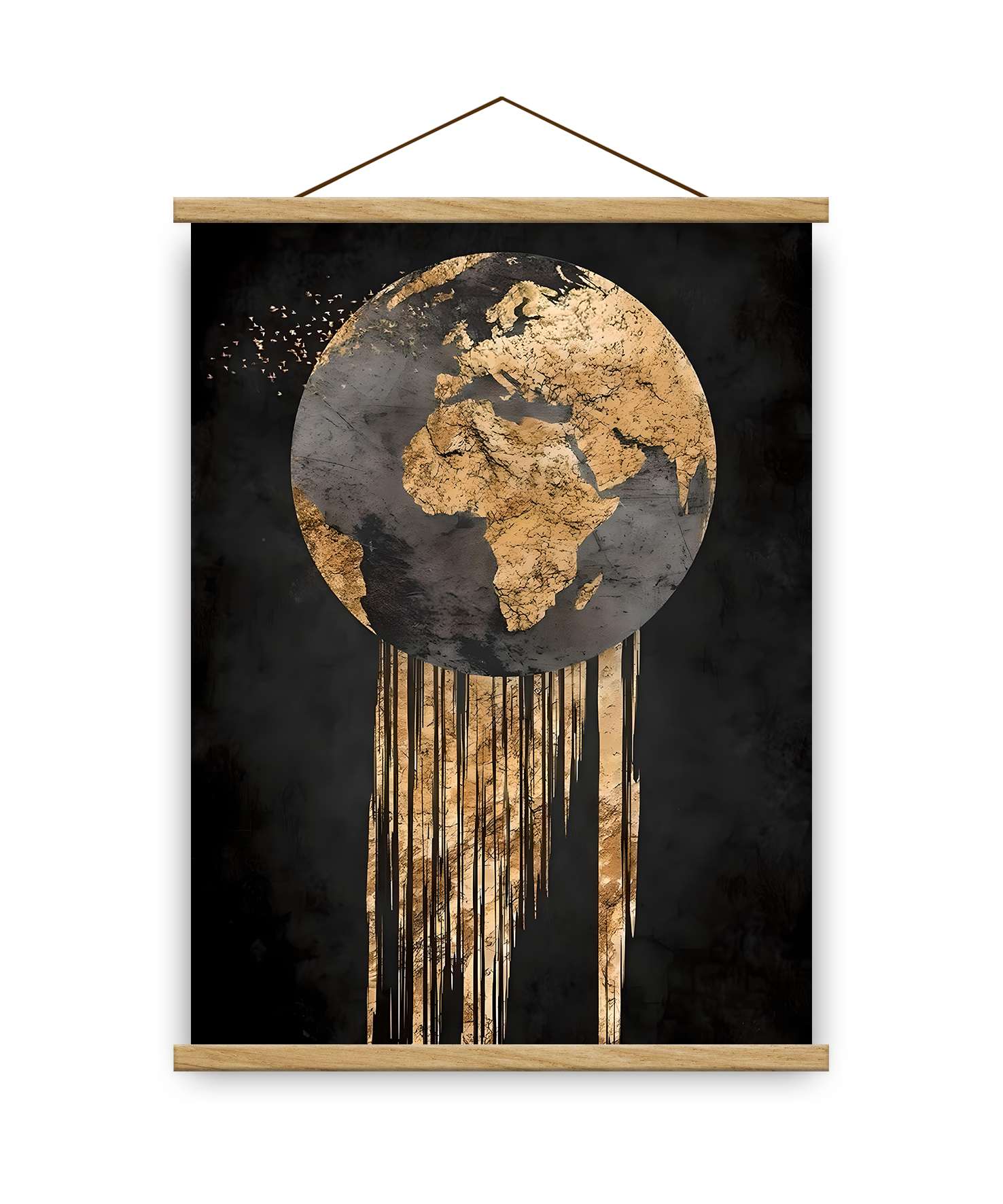 Quadro Decorativo Emoldurado MRG71 - 50x70cm - Moldura Madeira - Dourado/Preto/Prateado