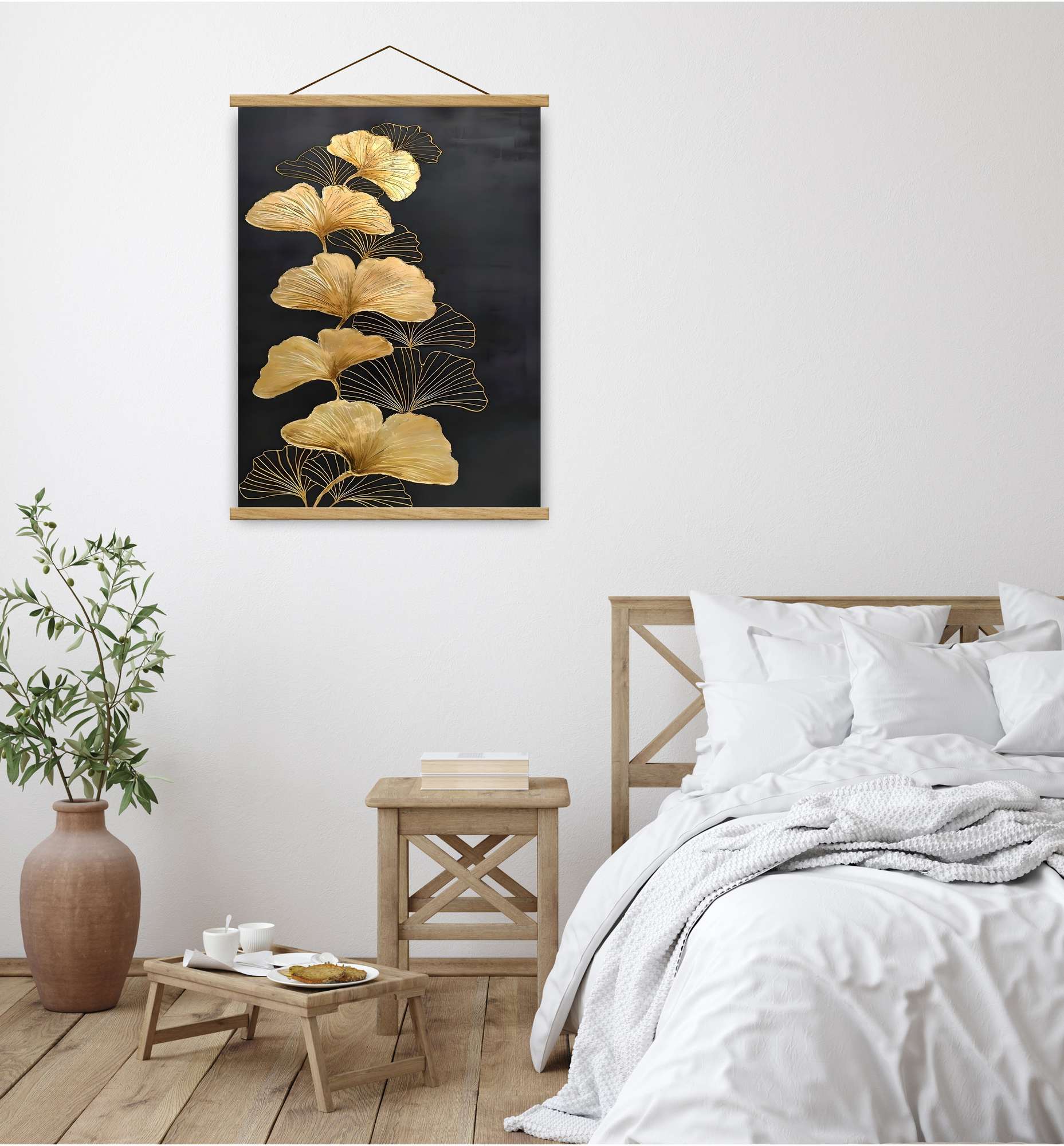 Quadro Decorativo Emoldurado MRG72 - 50x70cm - Moldura de Madeira - Dourado/Preto/Prateado