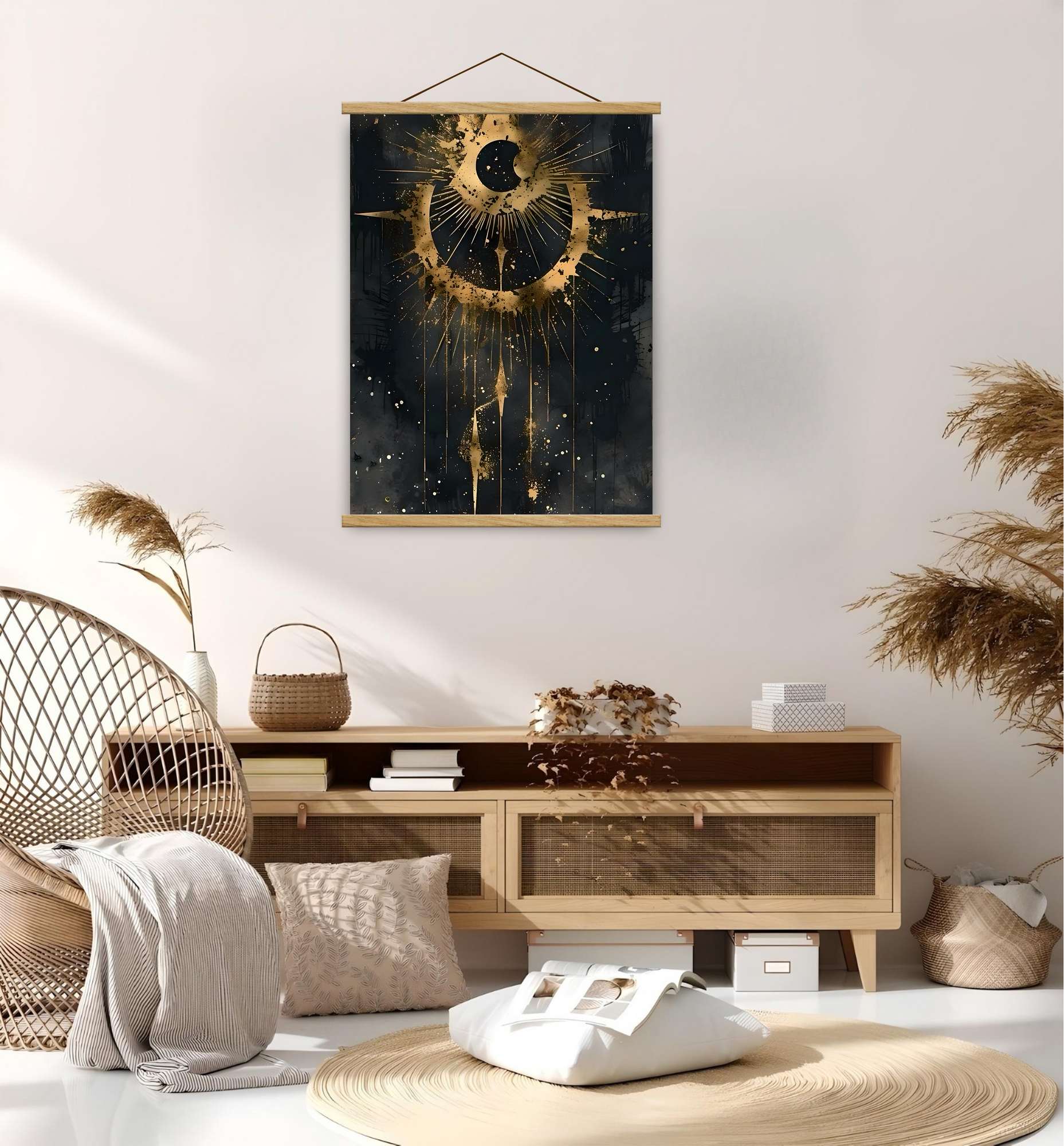 Quadro Decorativo Emoldurado MRG73 - 50x70cm - Moldura Madeira - Dourado/Preto/Prateado