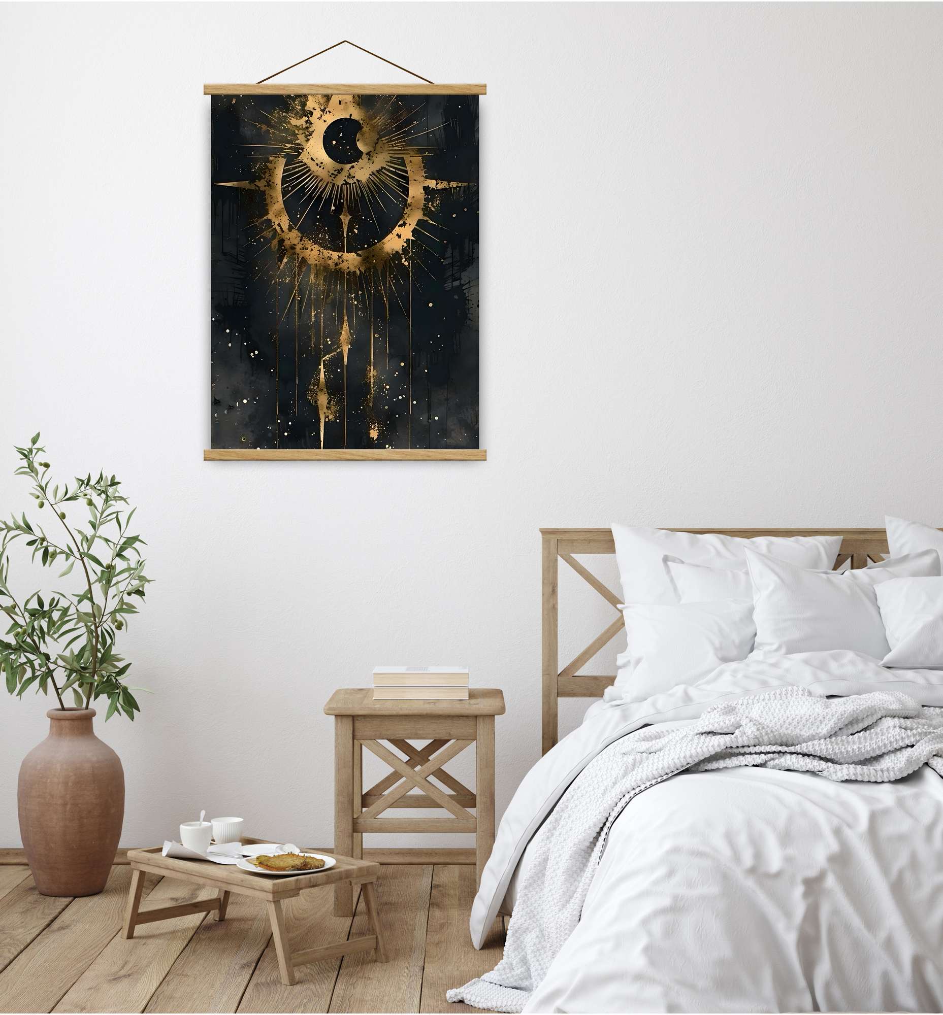 Quadro Decorativo Emoldurado MRG73 - 50x70cm - Moldura Madeira - Dourado/Preto/Prateado